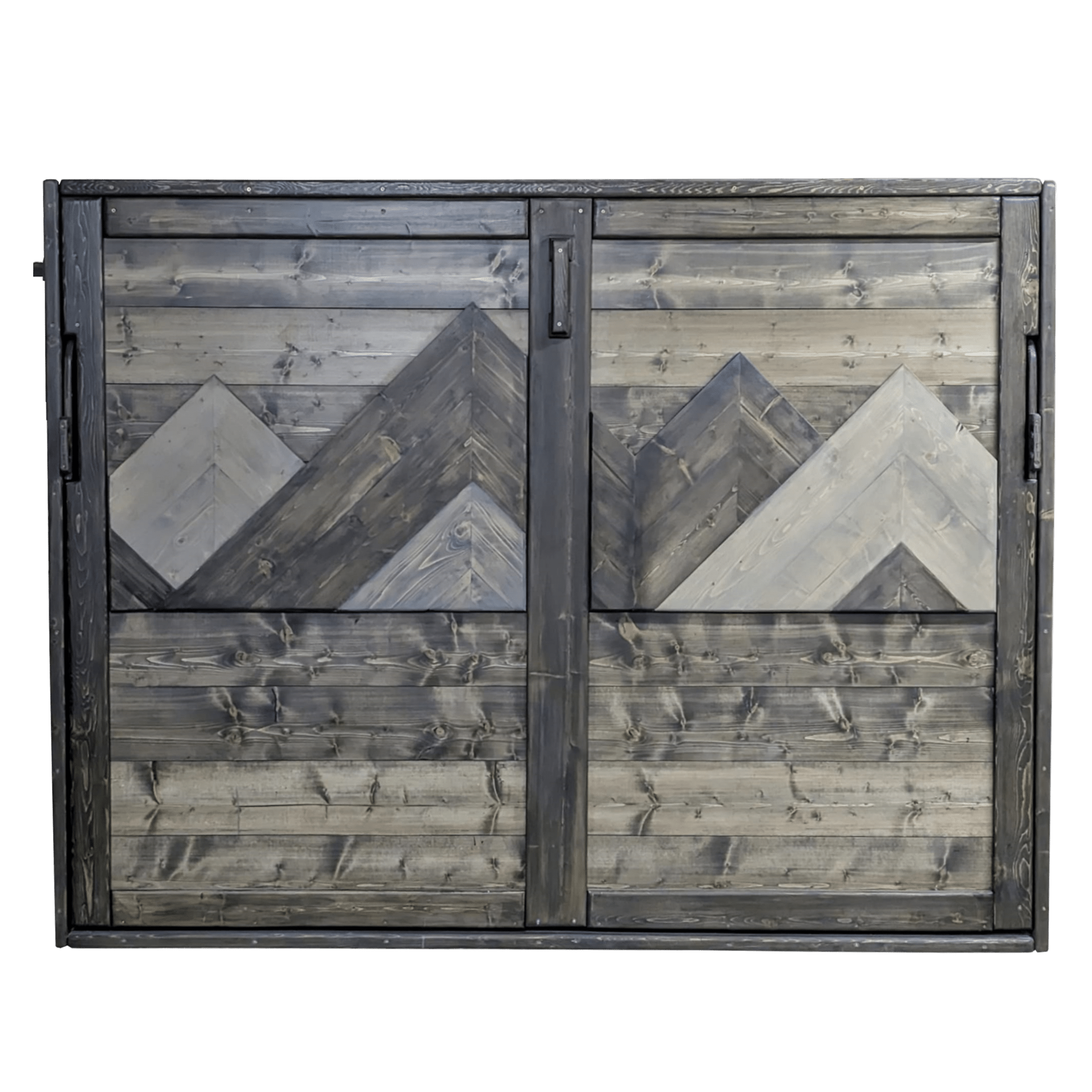 Horizontal Murphy Bed- Custom Mountain Brown & Blue - Kootenay Murphy Beds