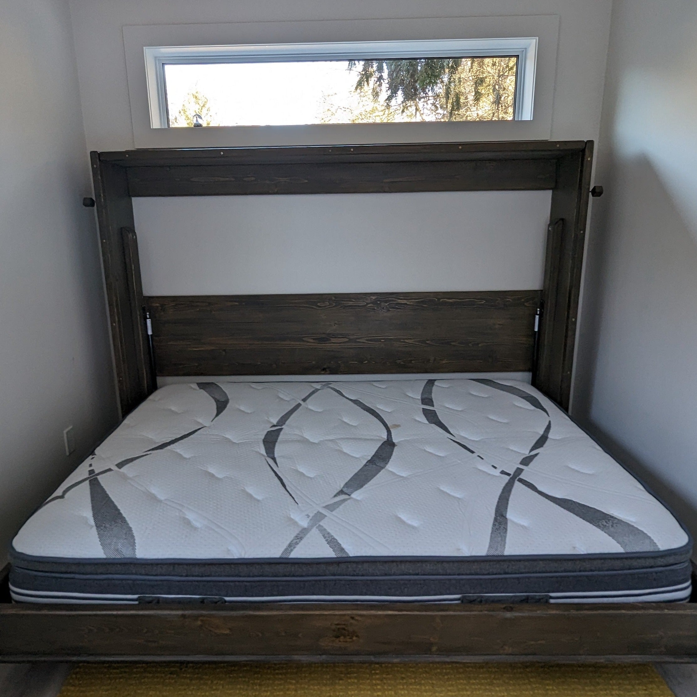 Horizontal Murphy Bed- Custom Mountain Brown & Blue - Kootenay Murphy Beds