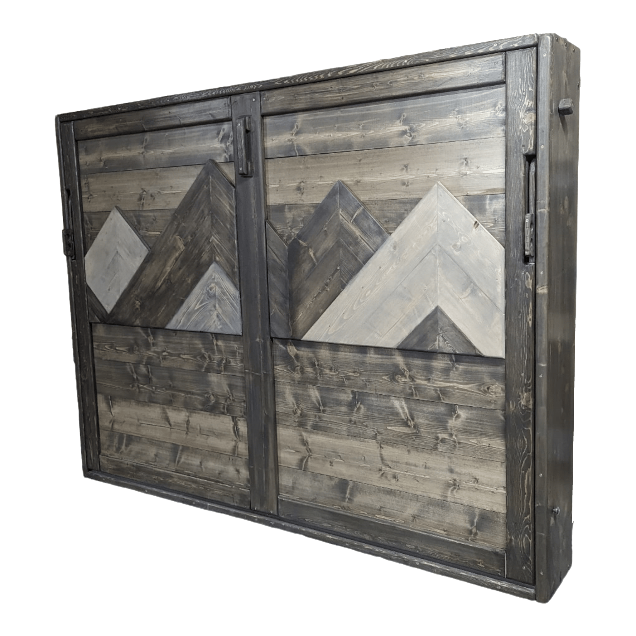 Horizontal Murphy Bed- Custom Mountain Brown & Blue - Kootenay Murphy Beds