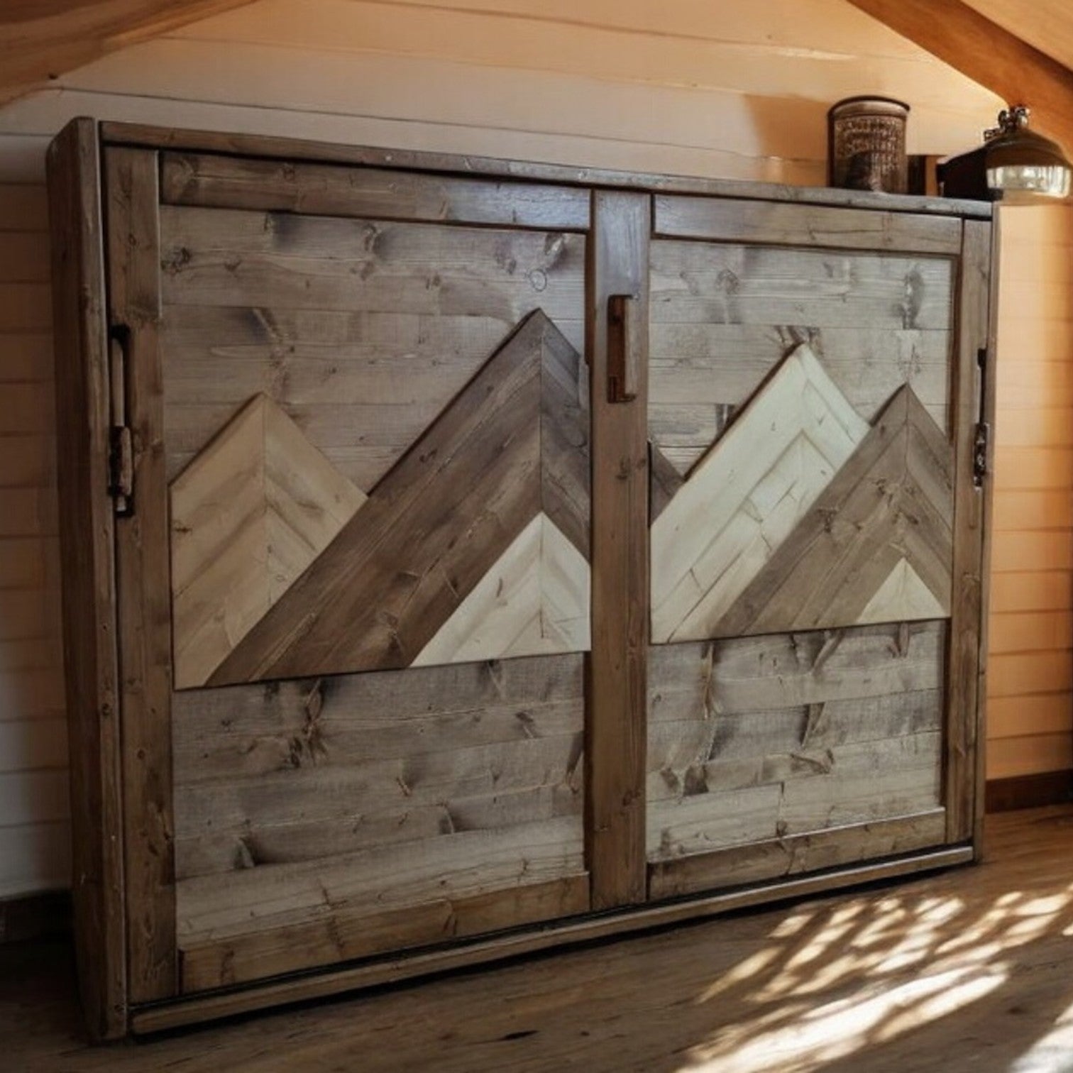 Horizontal Murphy Bed - Custom Mountain Early American - Kootenay Murphy Beds
