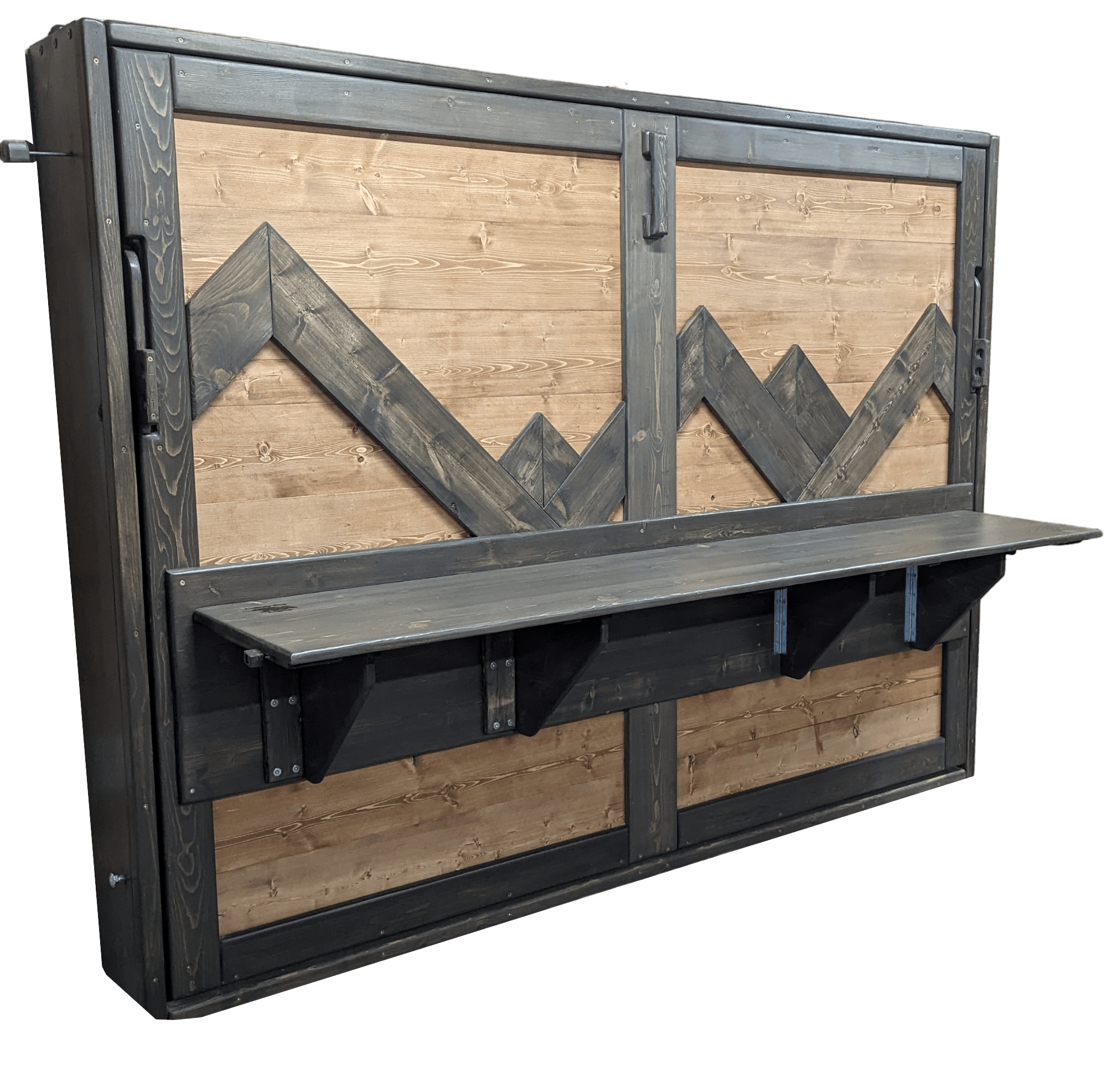 Horizontal Murphy Bed - "Custom" Mountain Peak with Desk - Kootenay Murphy Beds