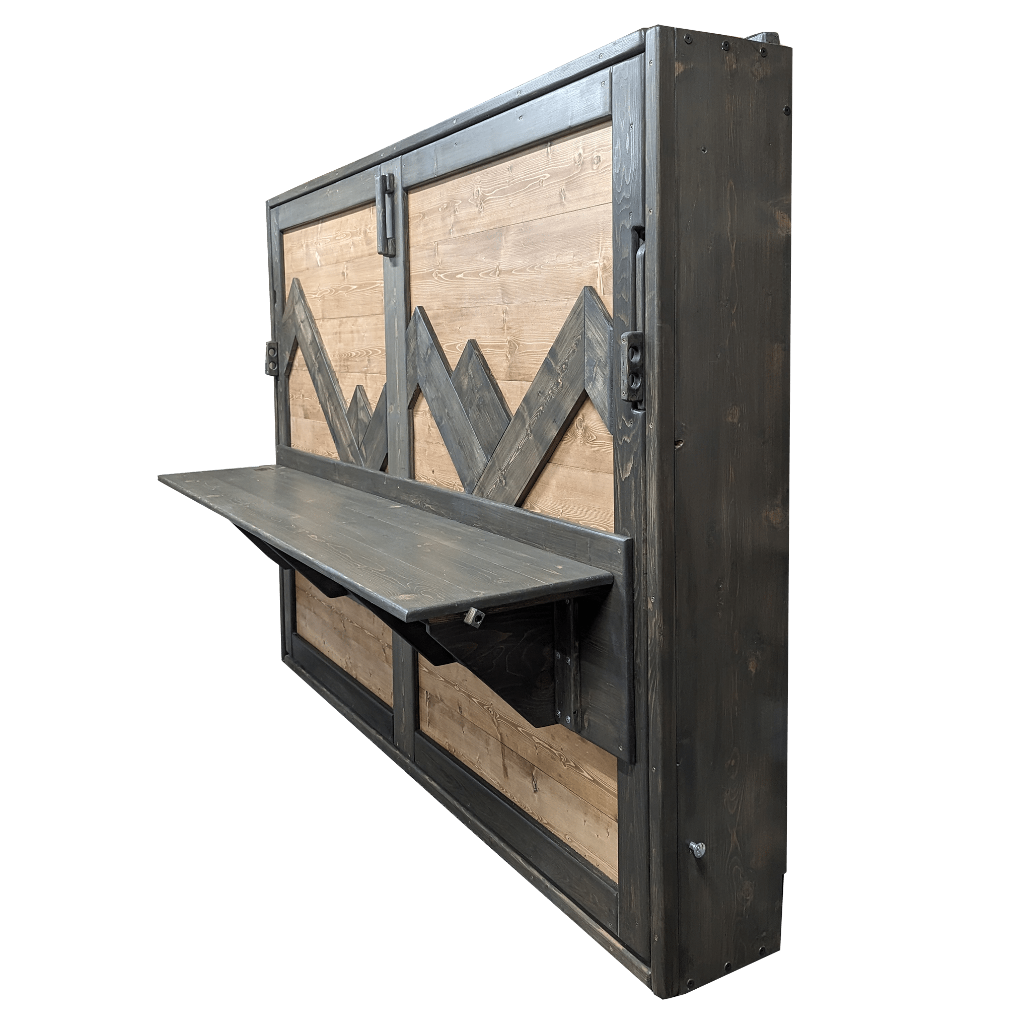 Horizontal Murphy Bed - "Custom" Mountain Peak with Desk - Kootenay Murphy Beds