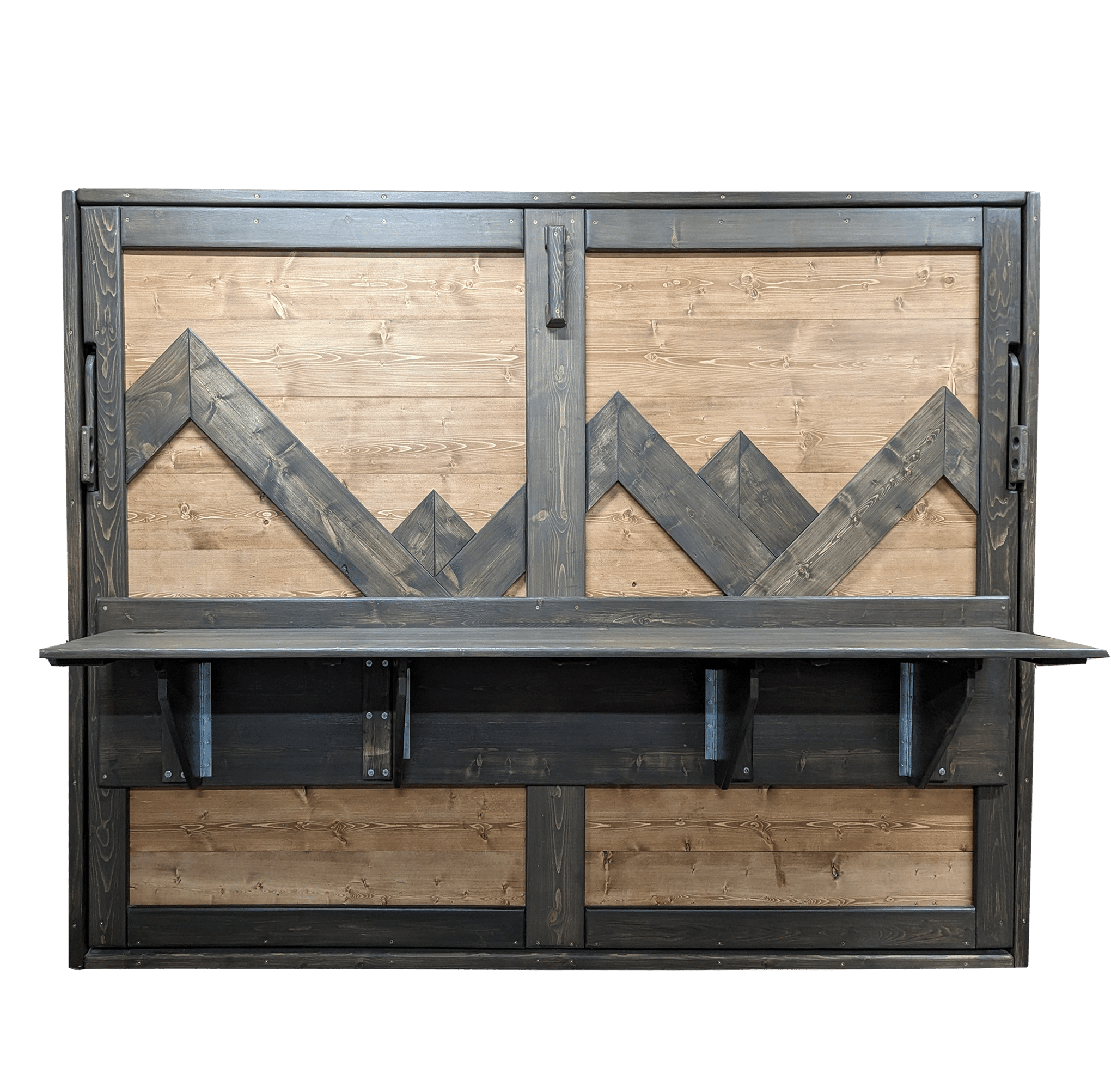 Horizontal Murphy Bed - "Custom" Mountain Peak with Desk - Kootenay Murphy Beds