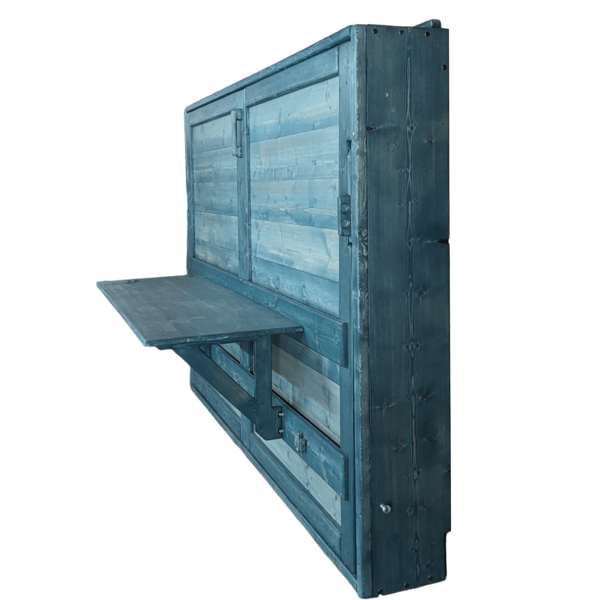 Horizontal Murphy Bed with Desk - Aqua Marine - Kootenay Murphy Beds