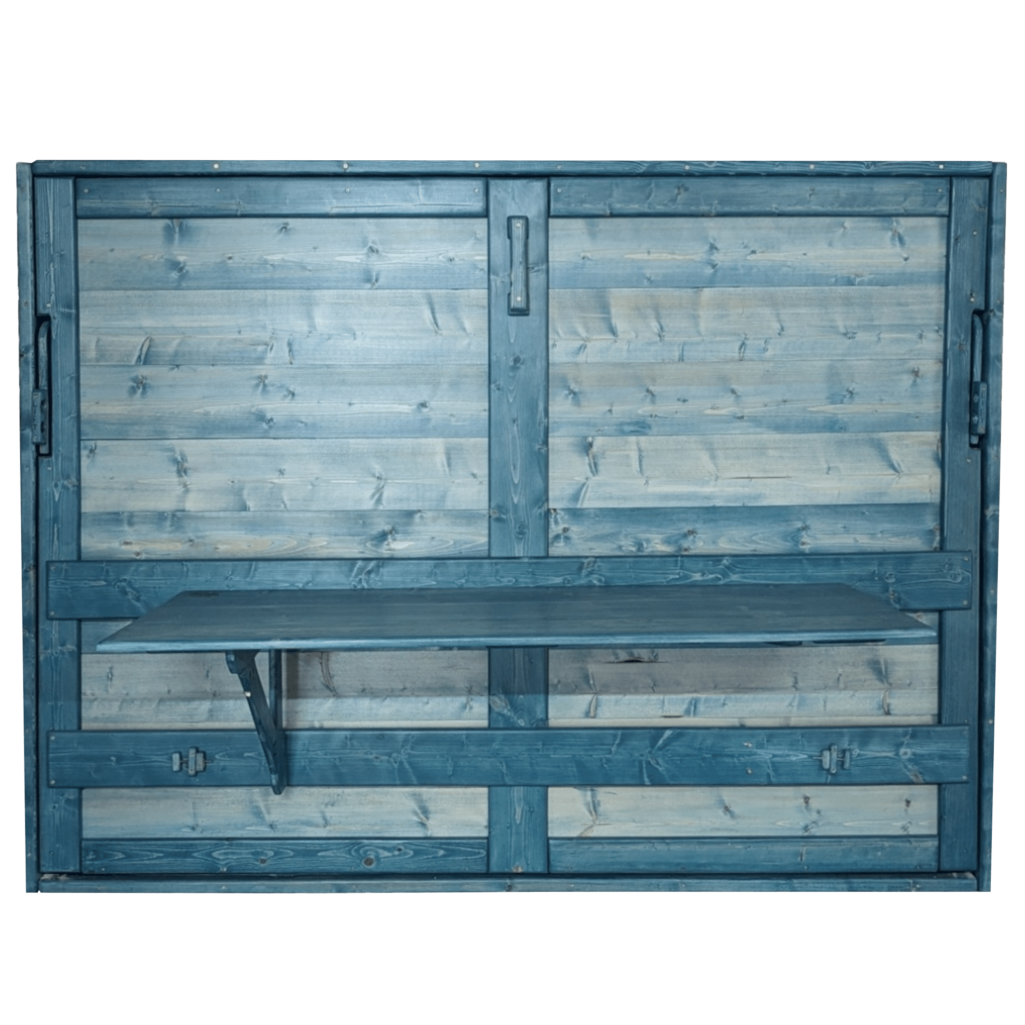 Horizontal Murphy Bed with Desk - Aqua Marine - Kootenay Murphy Beds
