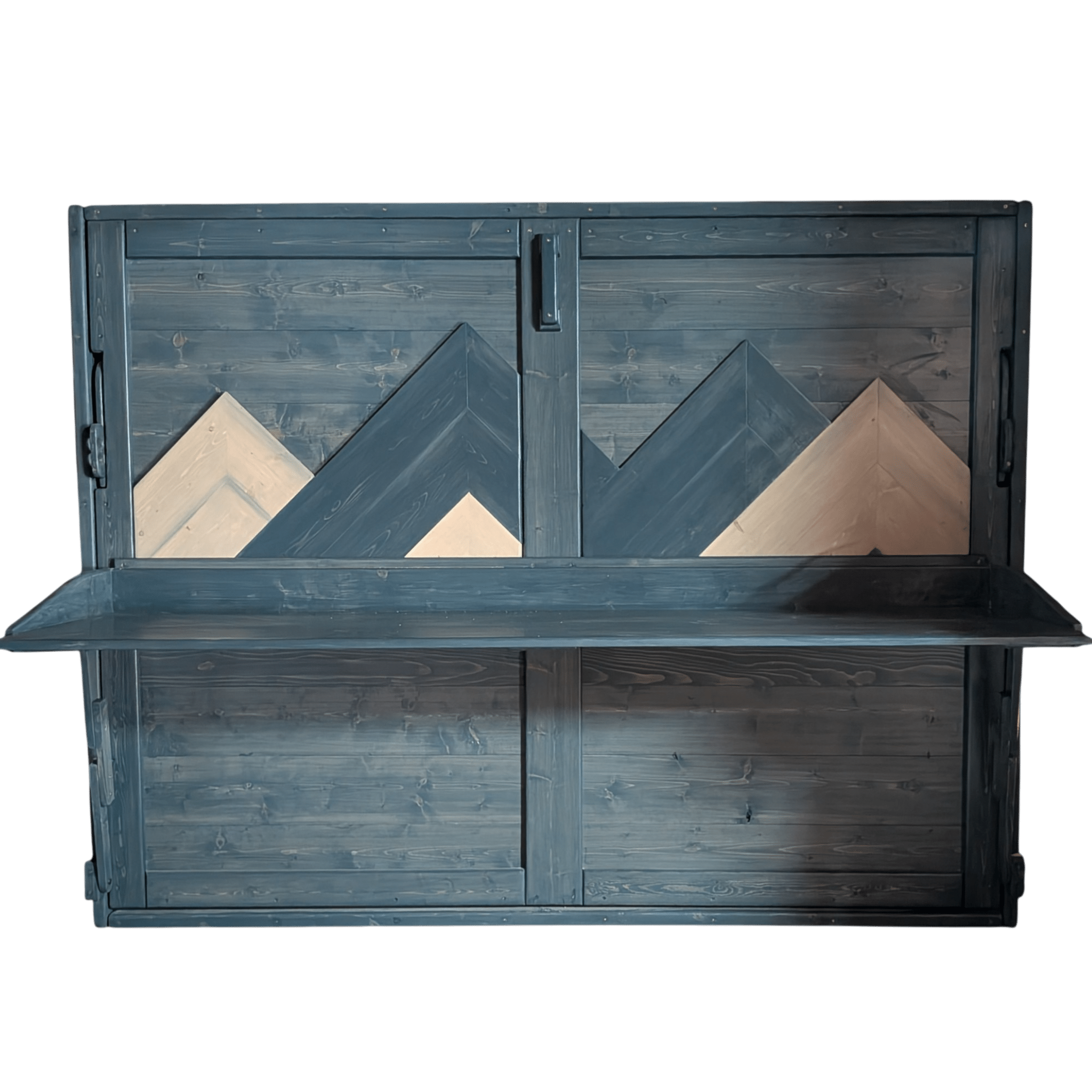 Horizontal Murphy Bed with Stay Level Desk - Blue - Kootenay Murphy Beds