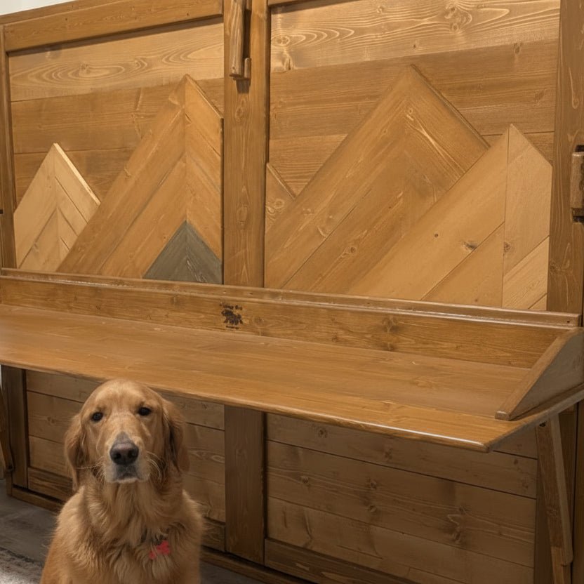 Horizontal Murphy Bed with Stay Level Desk - True Walnut - Kootenay Murphy Beds