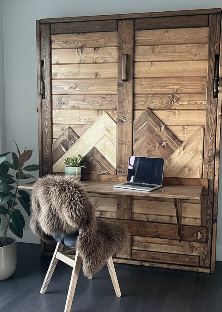 Murphy Bed With Desk - Brown Mountains - Kootenay Murphy Beds