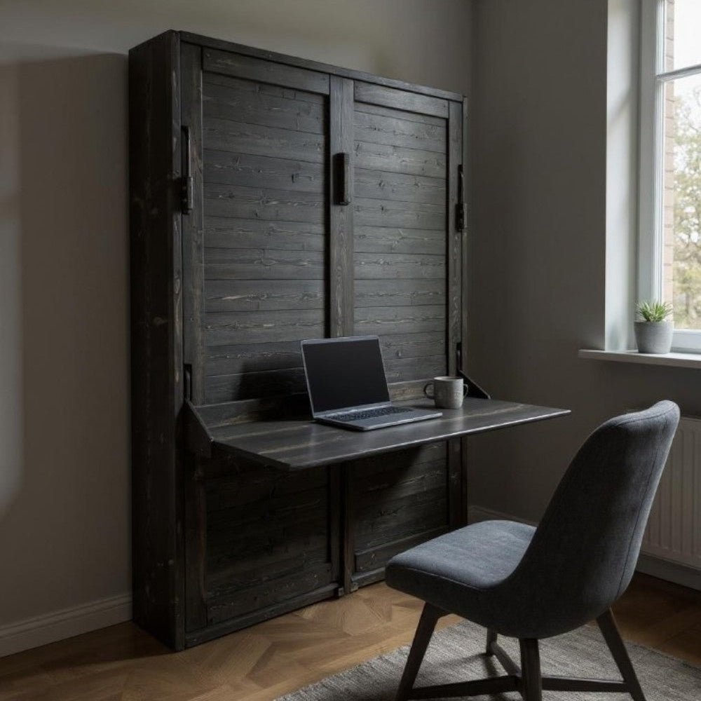 Murphy Bed With Desk - Charcoal - Kootenay Murphy Beds