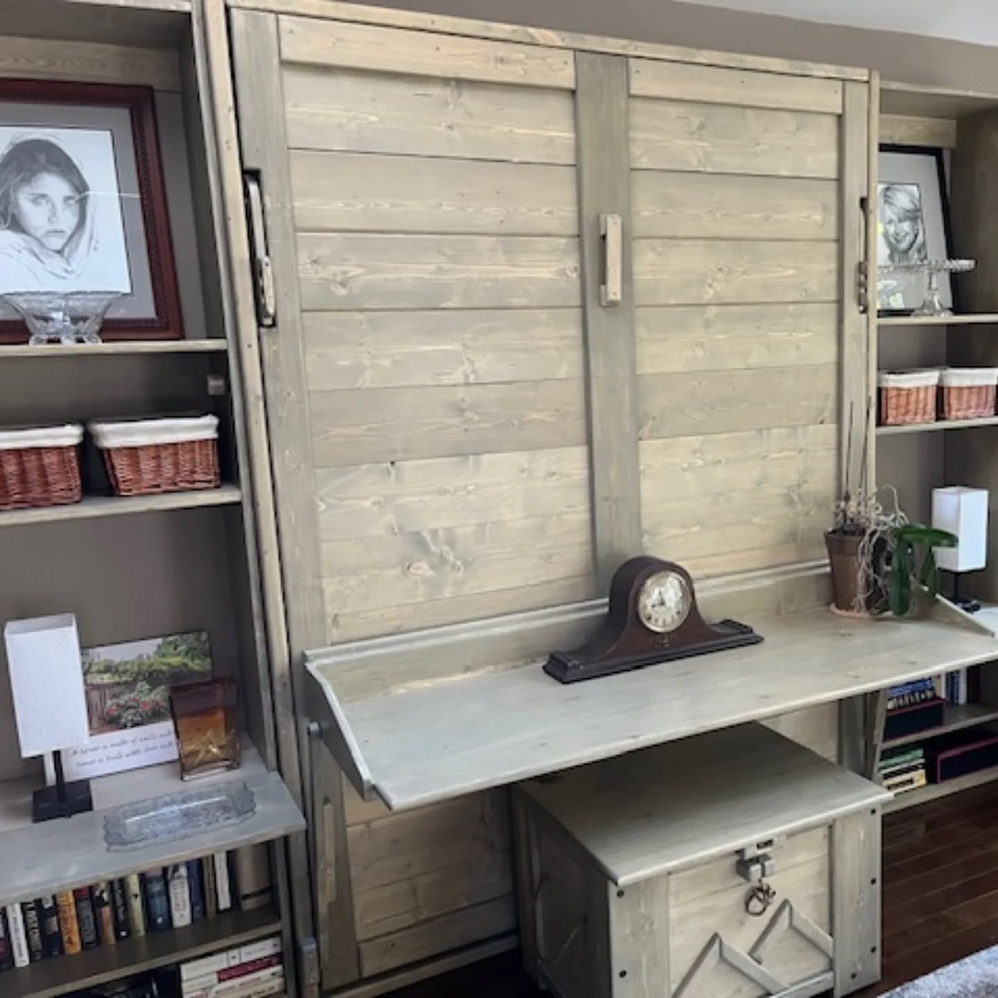 Murphy Bed With Desk - Green - Kootenay Murphy Beds