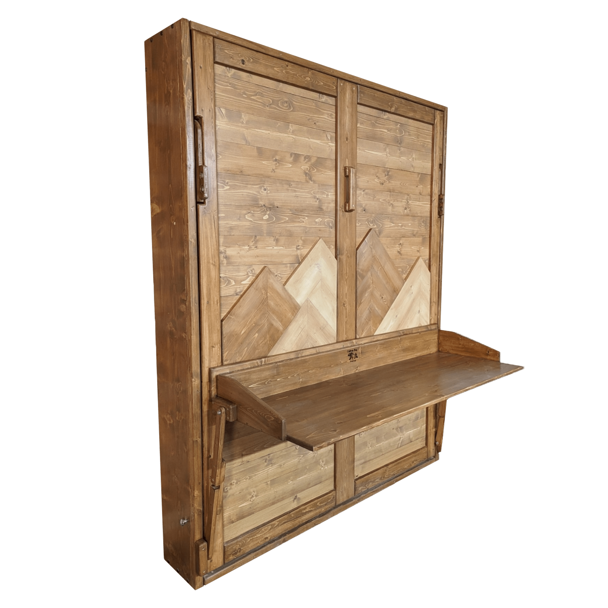 Murphy Bed with Desk - True Walnut Mountains with Stay Level Desk - Kootenay Murphy Beds