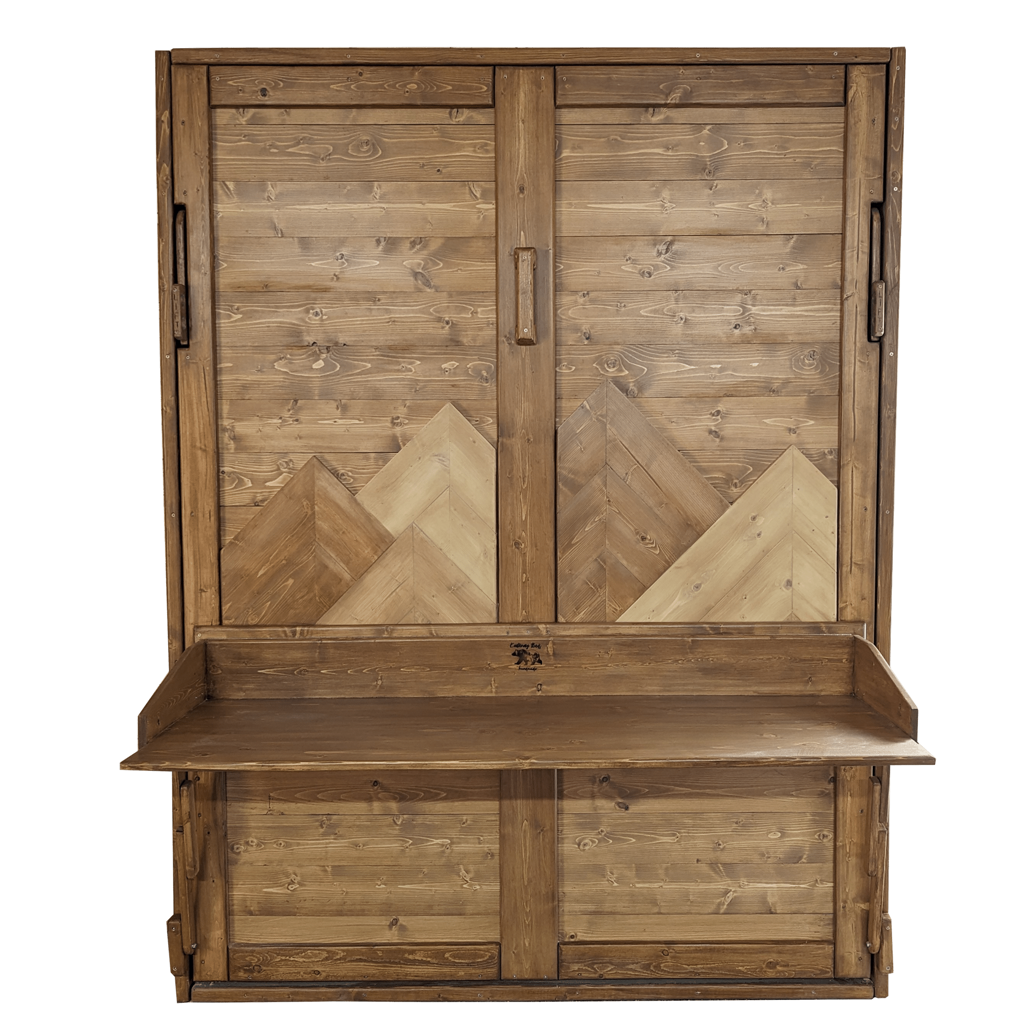Murphy Bed with Desk - True Walnut Mountains with Stay Level Desk - Kootenay Murphy Beds