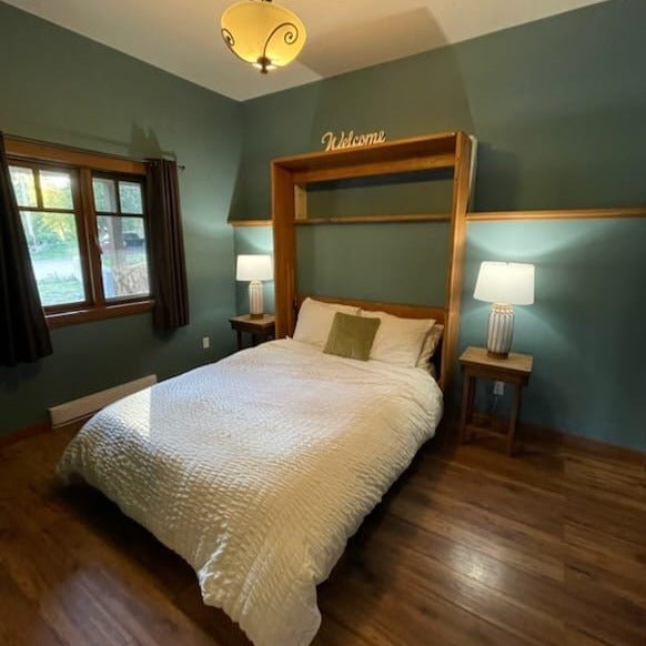 Murphy Bed with Desk - True Walnut Mountains with Stay Level Desk - Kootenay Murphy Beds