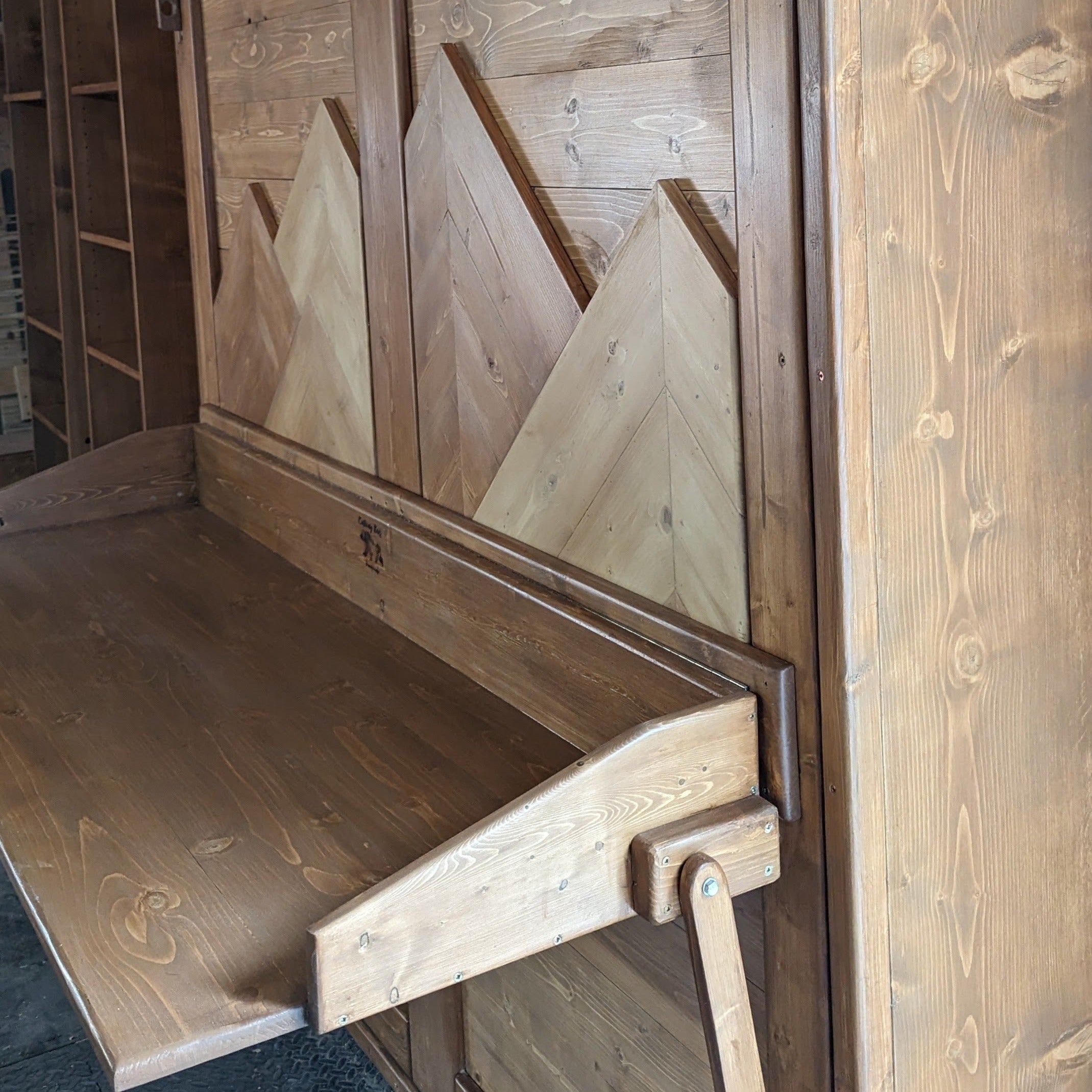 Murphy Bed with Desk - True Walnut Mountains with Stay Level Desk - Kootenay Murphy Beds