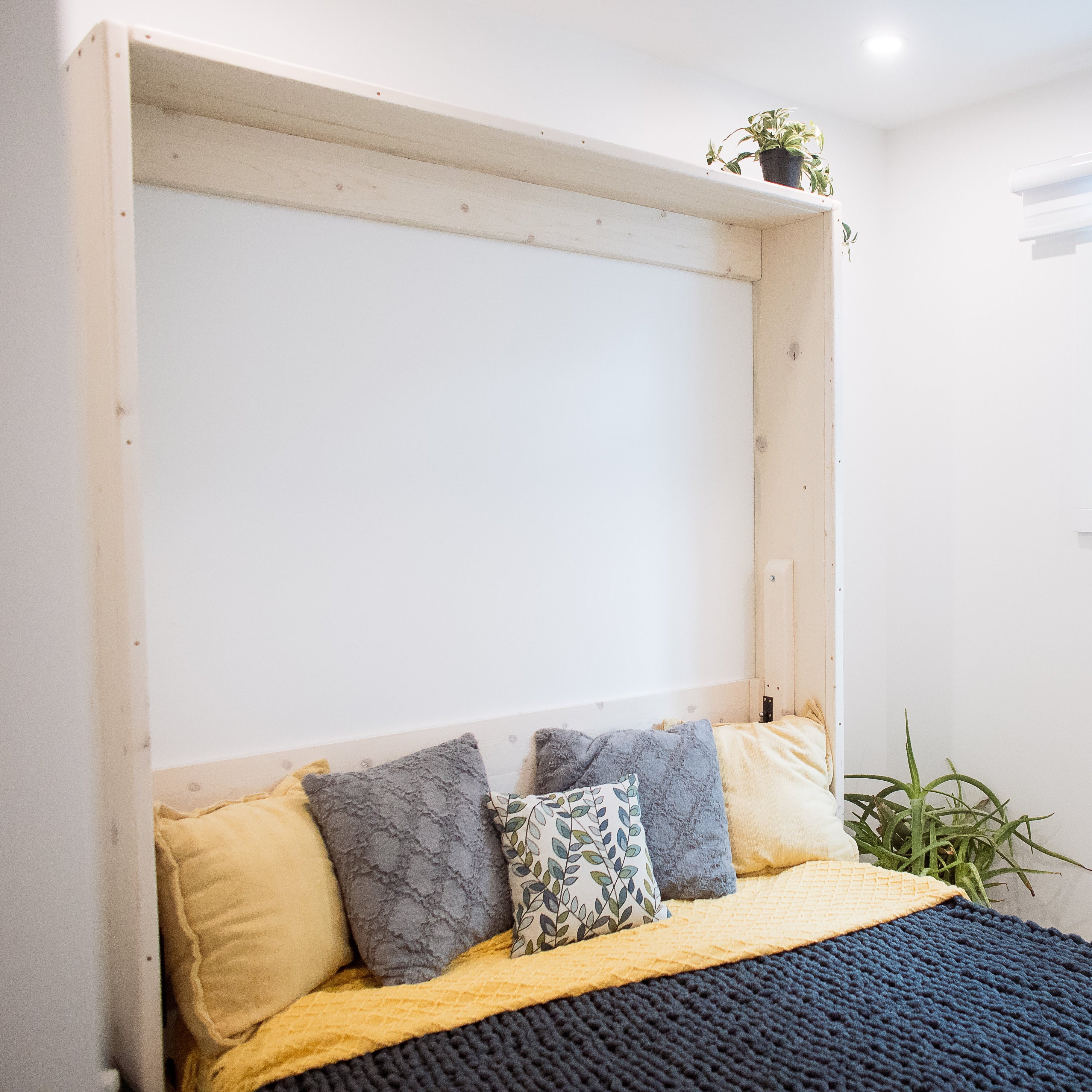 Murphy Bed With Desk White - "Snowflake" - Kootenay Murphy Beds