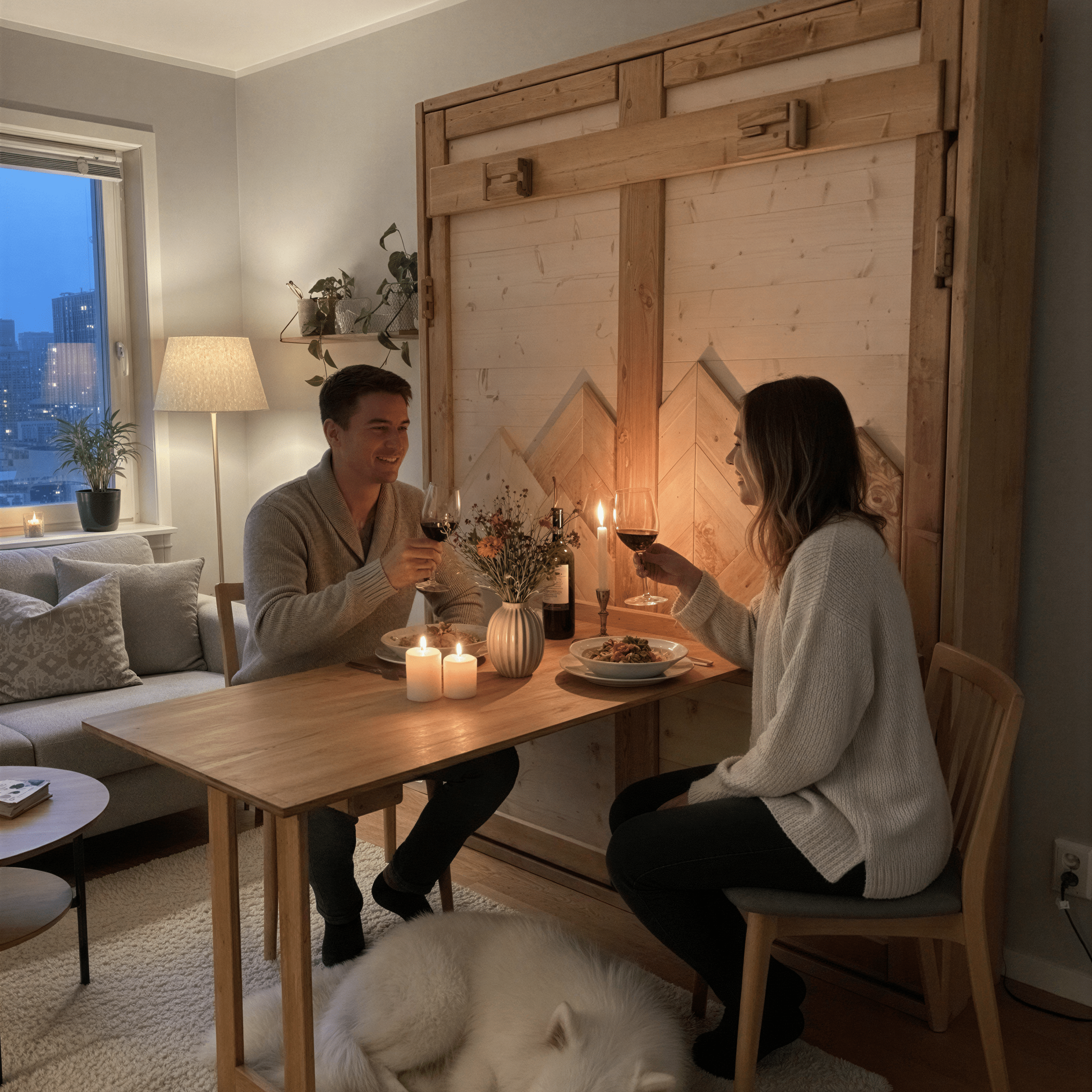 Murphy Bed With Dining Table Oak - Kootenay Murphy Beds