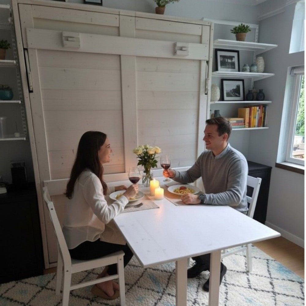 Murphy Bed With Dining Table White - Kootenay Murphy Beds
