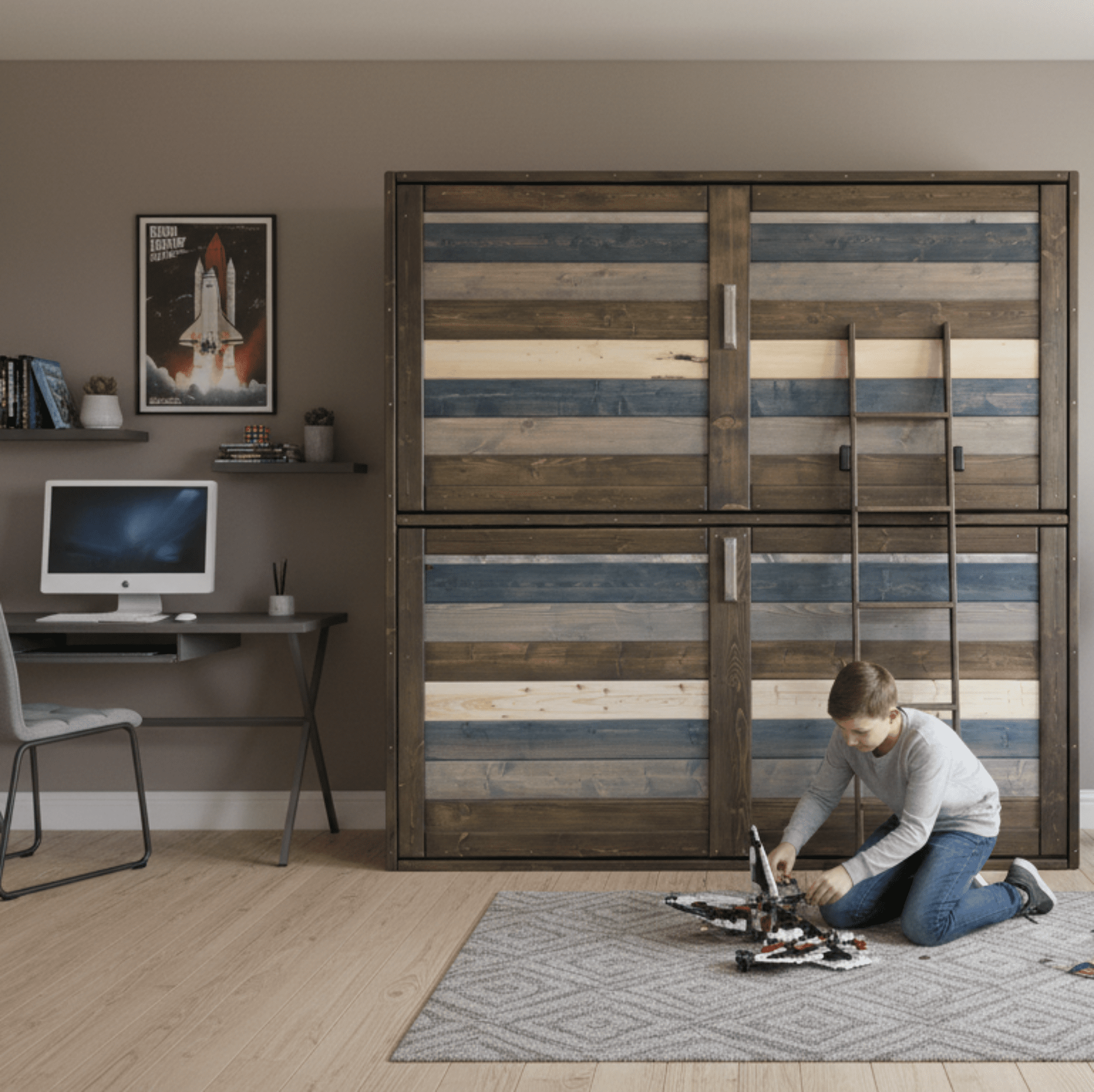 Murphy Bunks - Signature Blue - Kootenay Murphy Beds