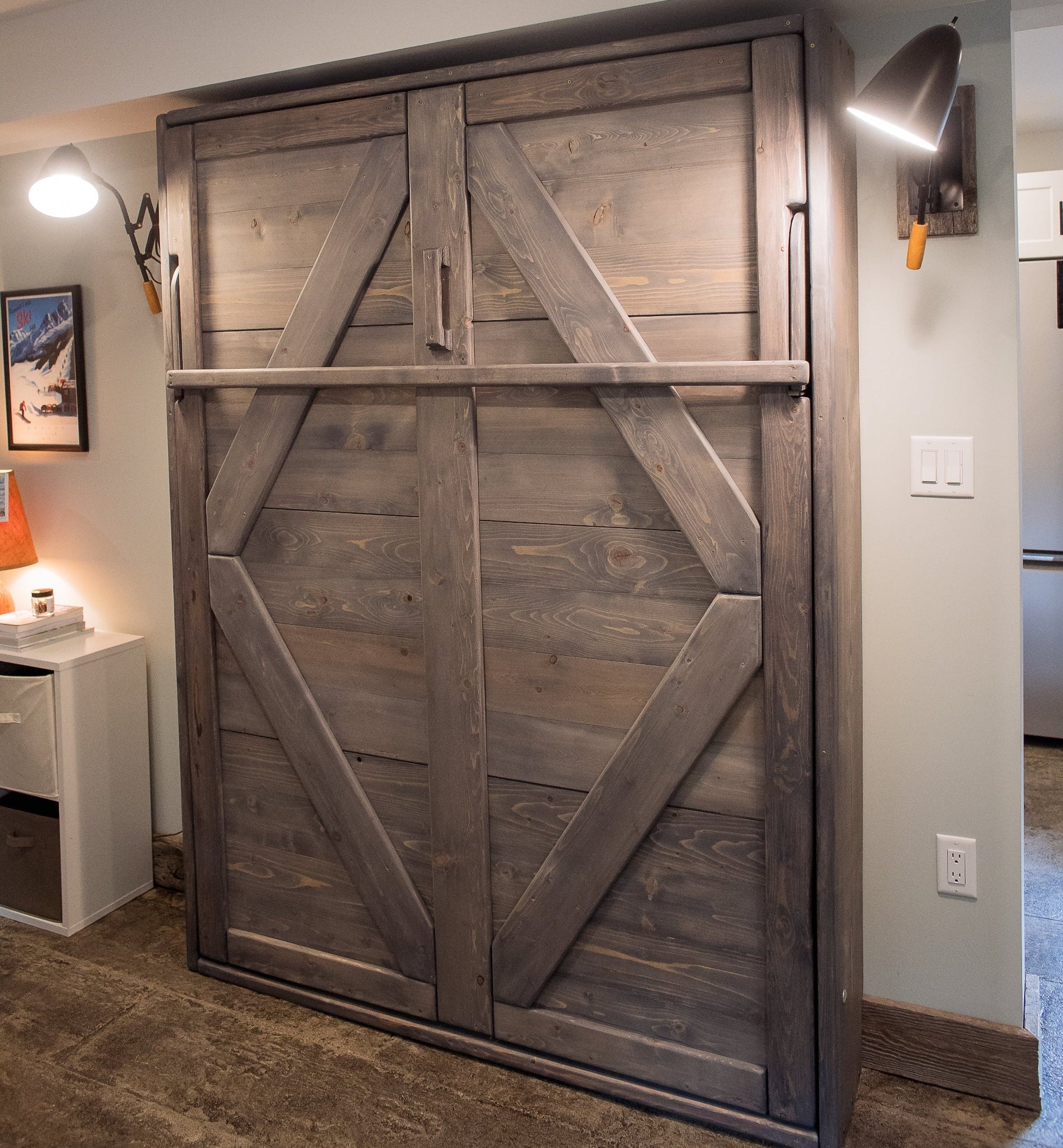 Queen Murphy Bed - Blue - Kootenay Murphy Beds