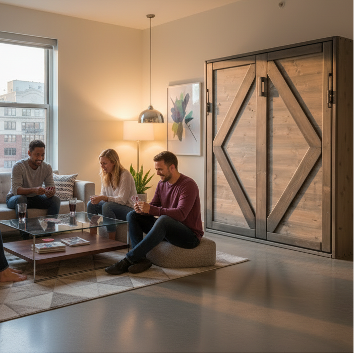 Queen Murphy Bed - Blue Diamond - Kootenay Murphy Beds