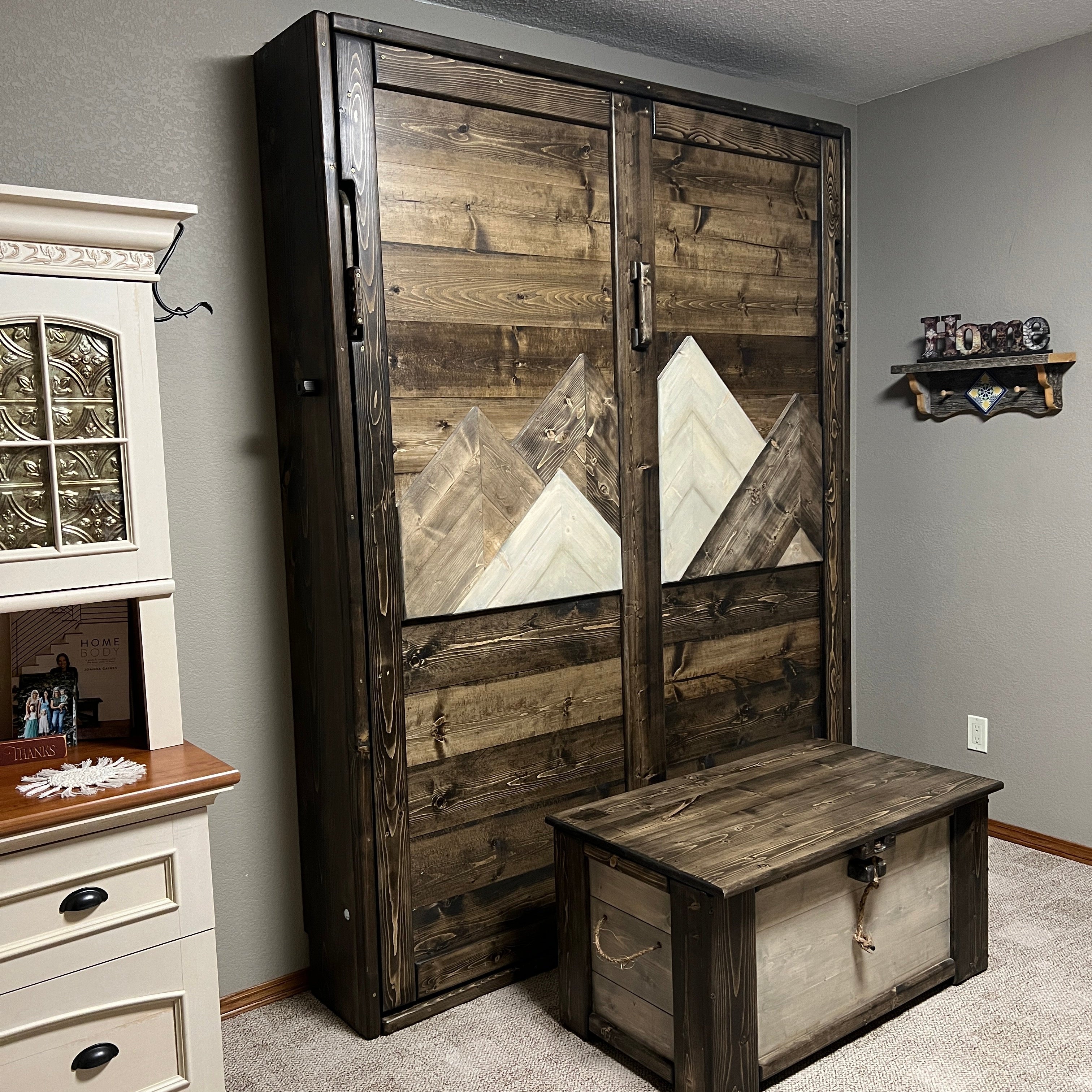 Queen Murphy Bed - Gray Mountains - Kootenay Murphy Beds