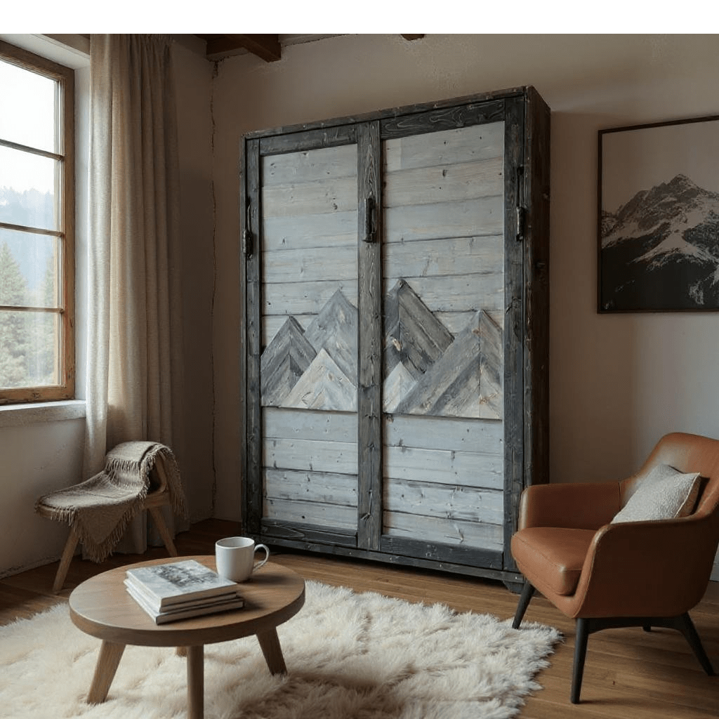 Queen Murphy Bed - Grey & Blue Mountains - Kootenay Murphy Beds