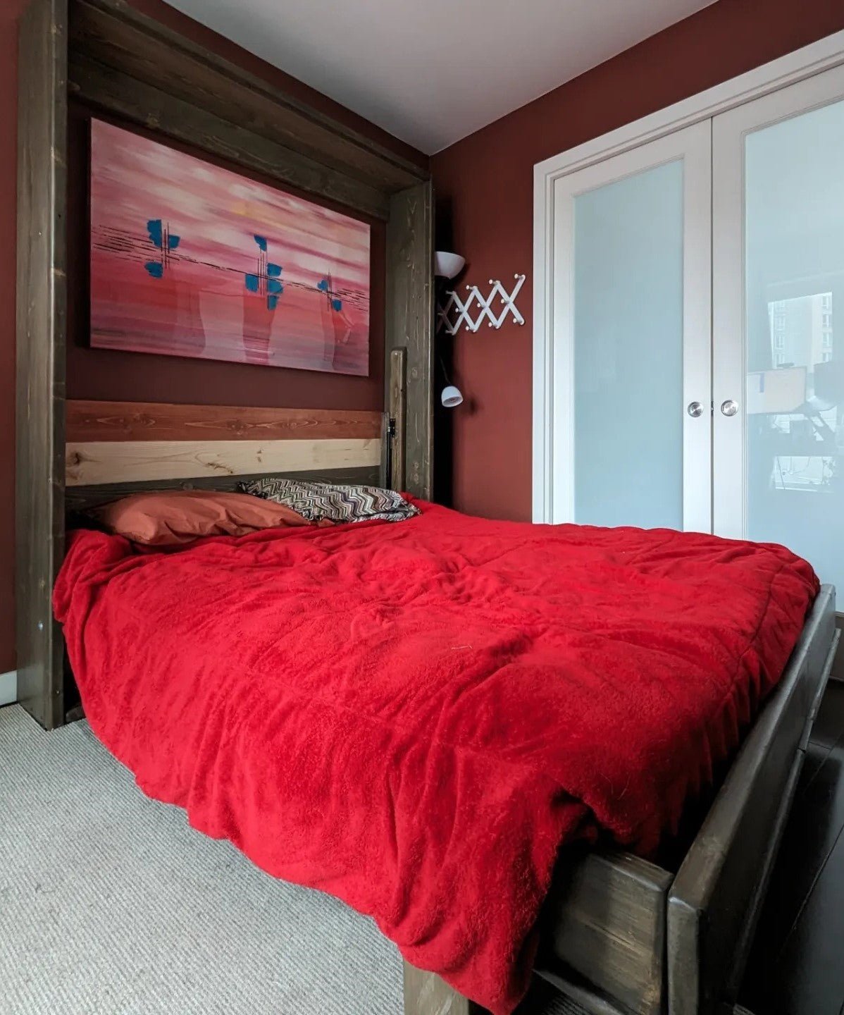 Queen Murphy Bed - Signature Red - Kootenay Murphy Beds