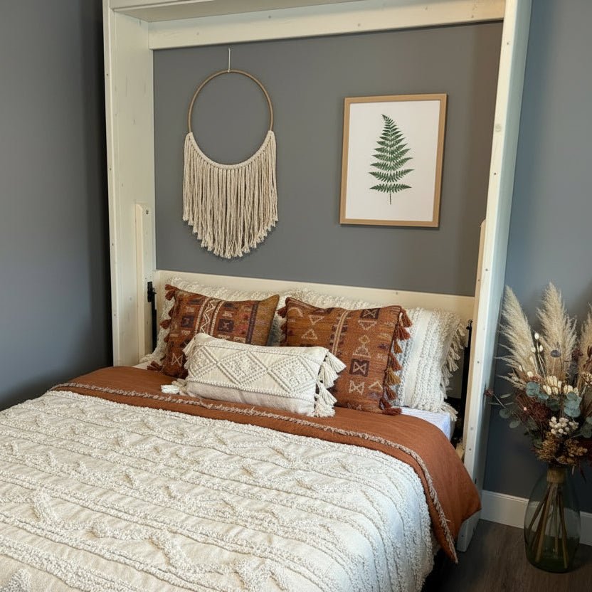 Queen Murphy Bed - White Wash - Kootenay Murphy Beds