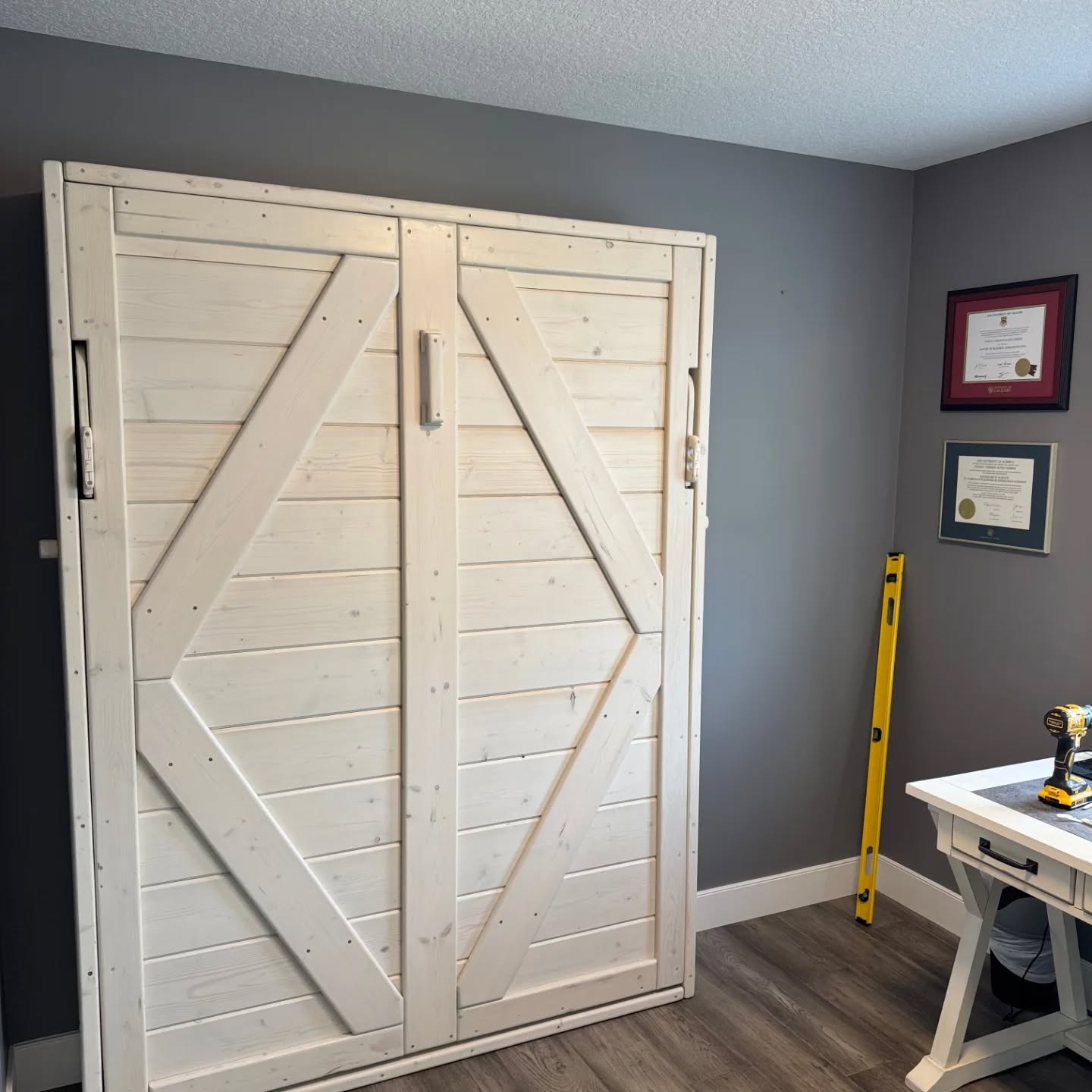 Queen Murphy Bed - White Wash - Kootenay Murphy Beds
