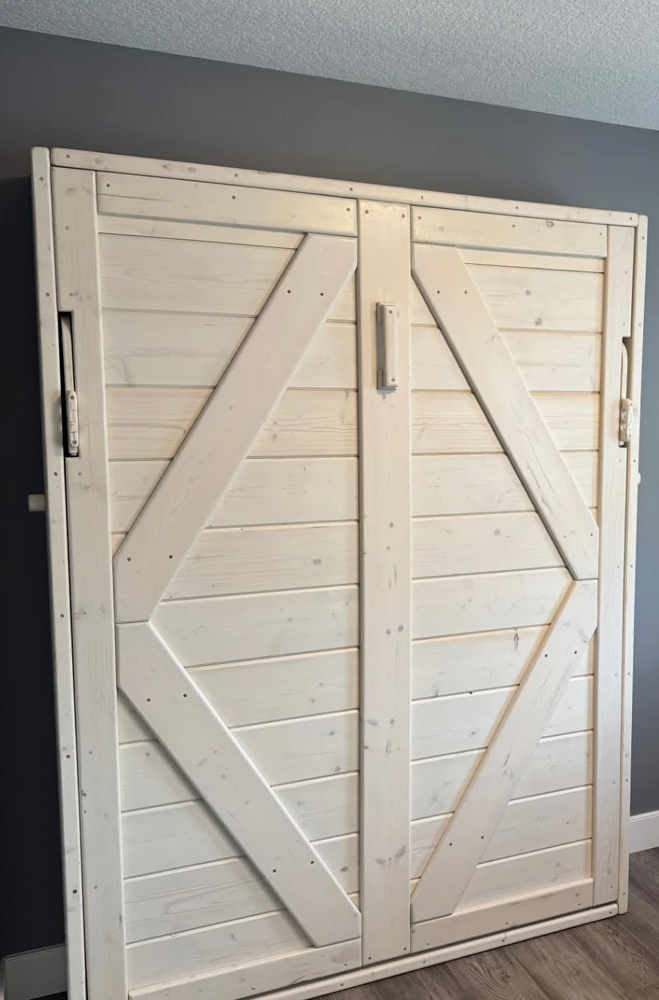 Queen Murphy Bed - White Wash - Kootenay Murphy Beds