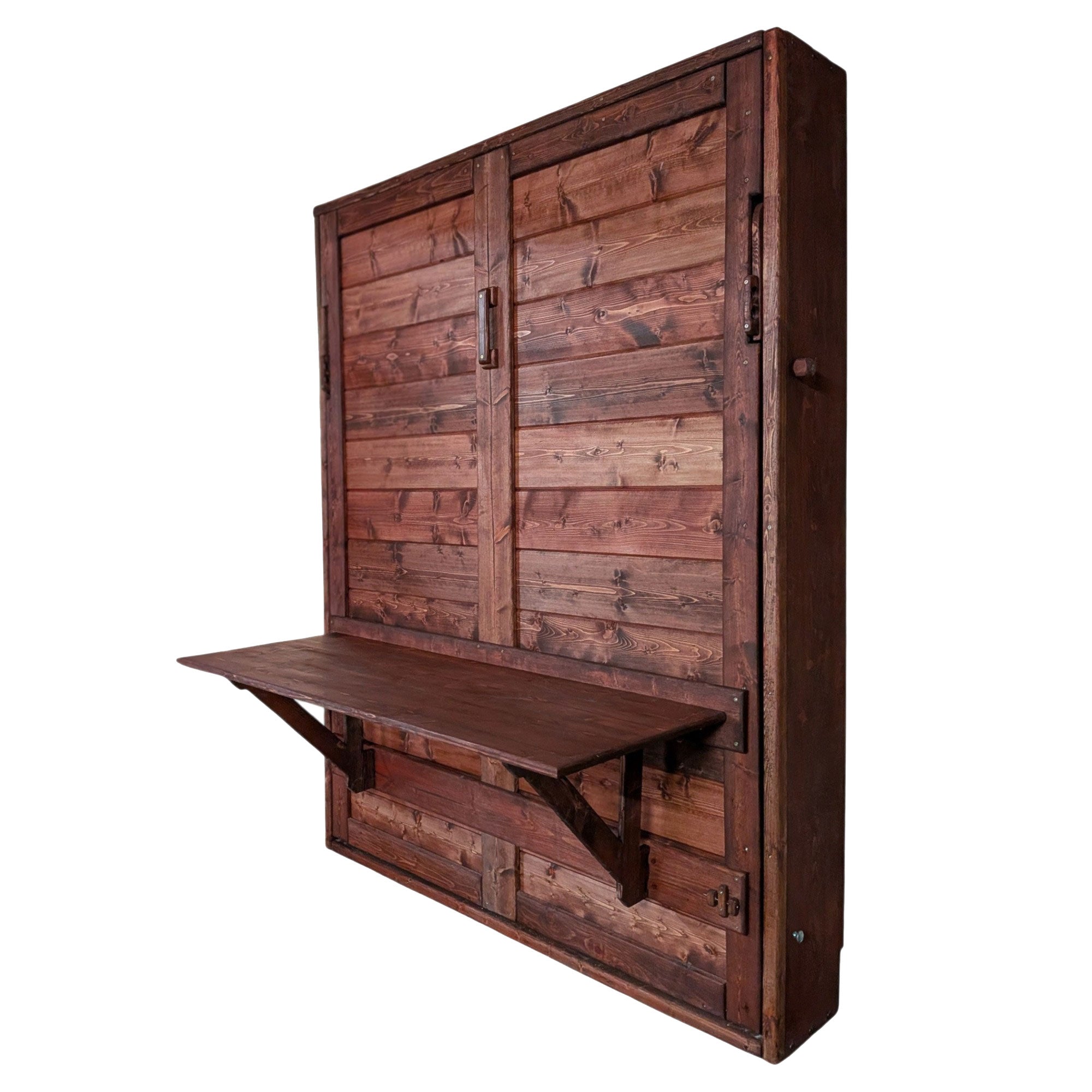Murphy Bed With Desk -Cherry Red