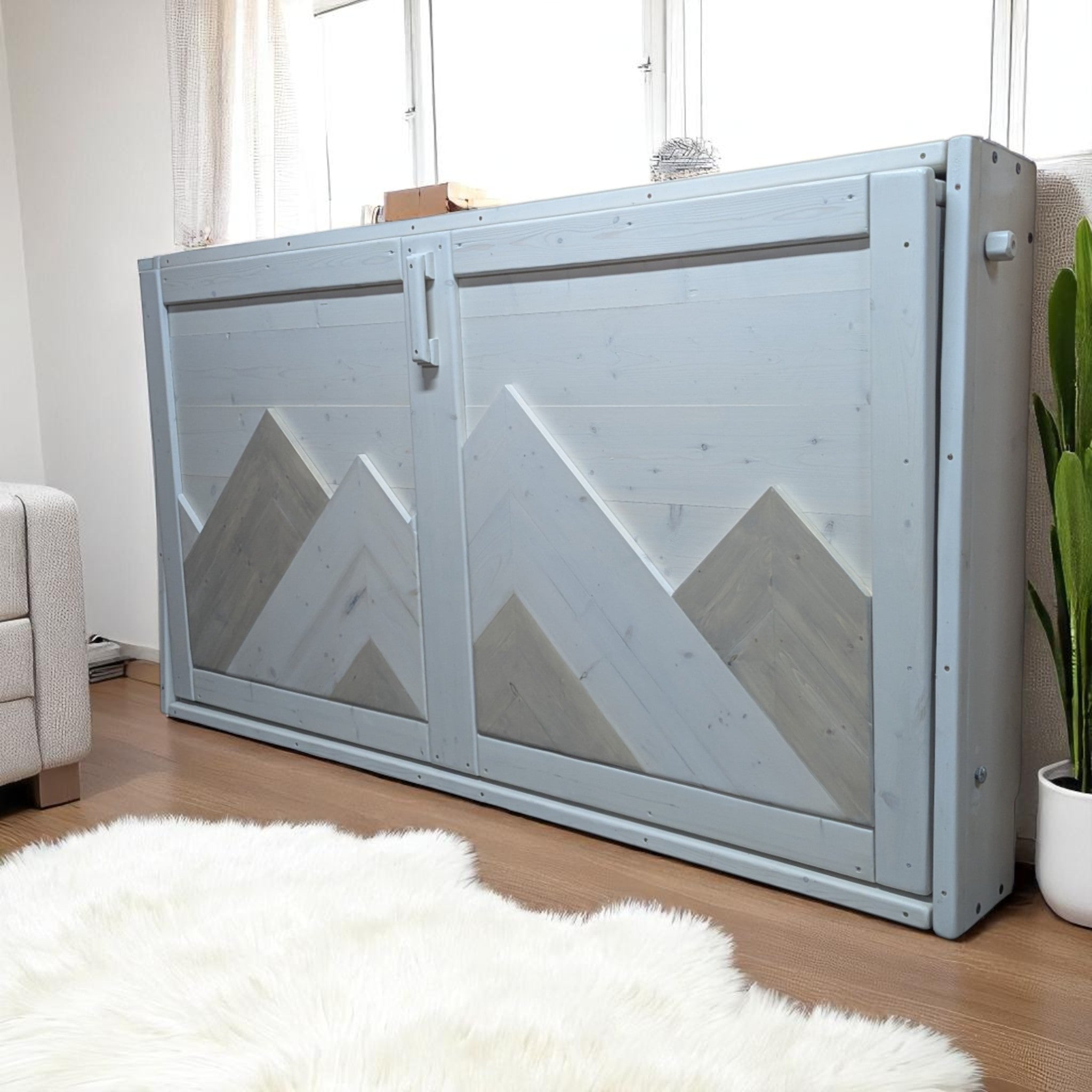 Twin Murphy Bed Horizontal Snowflake - Kootenay Murphy Beds