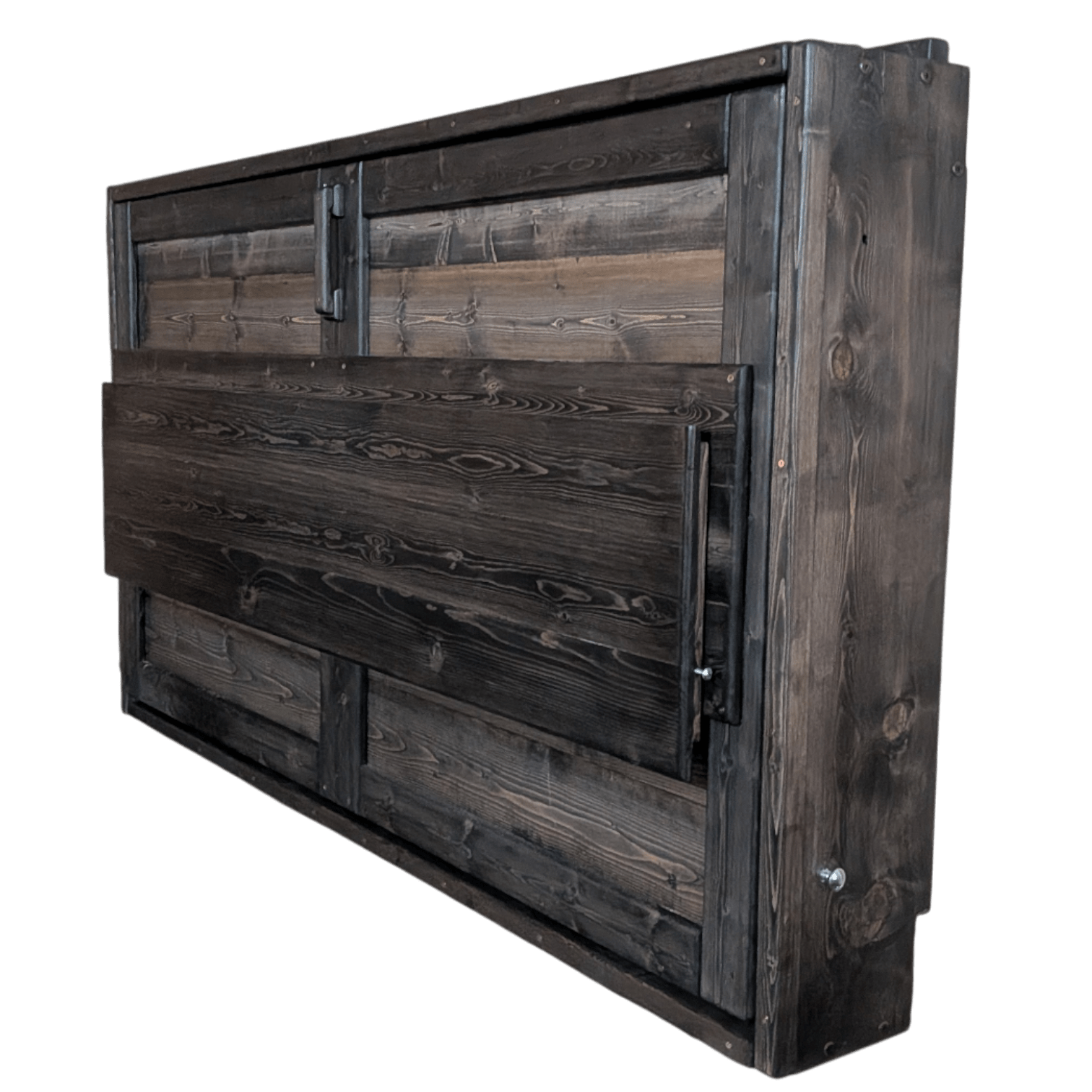 Twin Murphy Bed Horizontal with Desk - Charcoal - Kootenay Murphy Beds