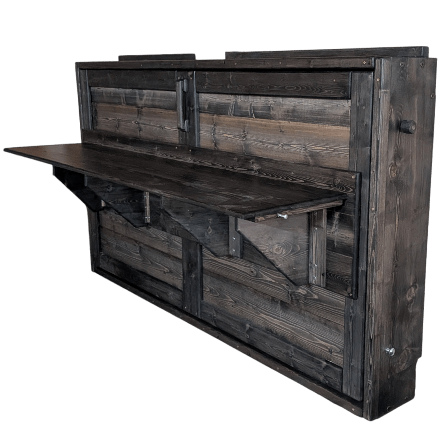 Twin Murphy Bed Horizontal with Desk - Charcoal - Kootenay Murphy Beds