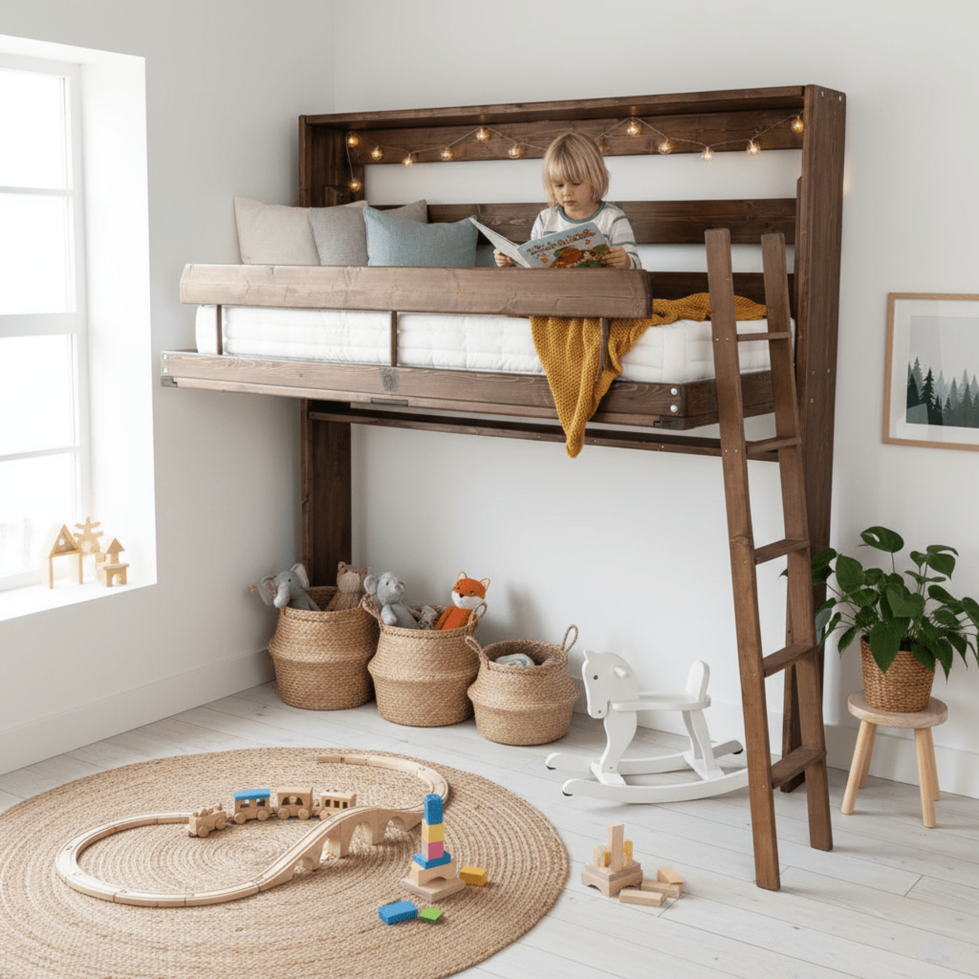 Twin Murphy Loft - American Chestnut - Kootenay Murphy Beds