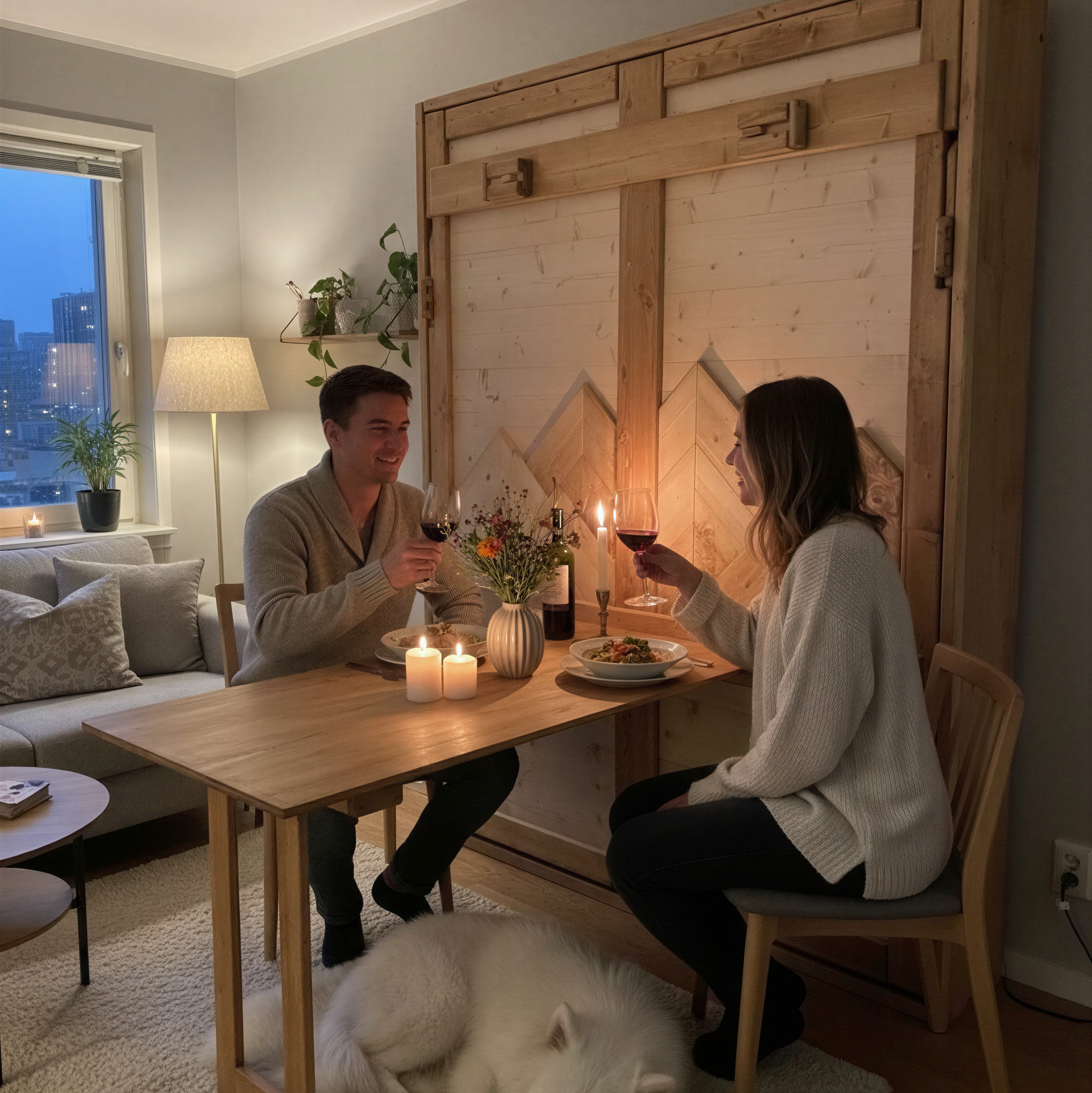 Murphy Bed With Dining Table Oak