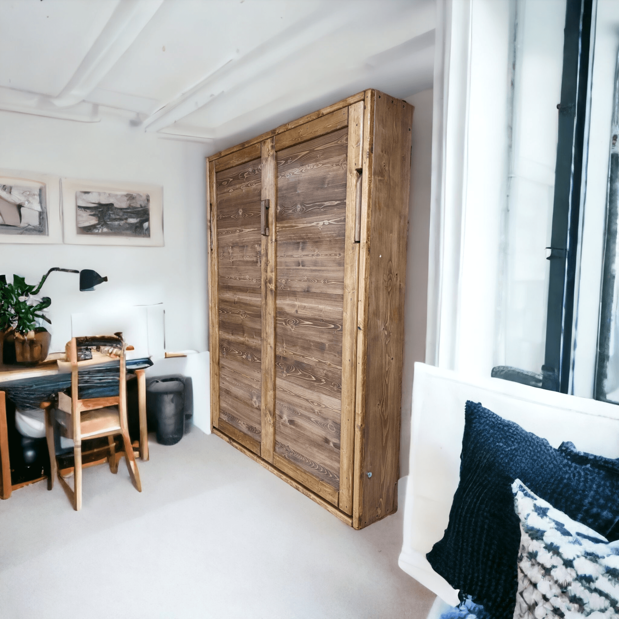 Double Murphy Bed - Brown Provincial - Kootenay Murphy Beds