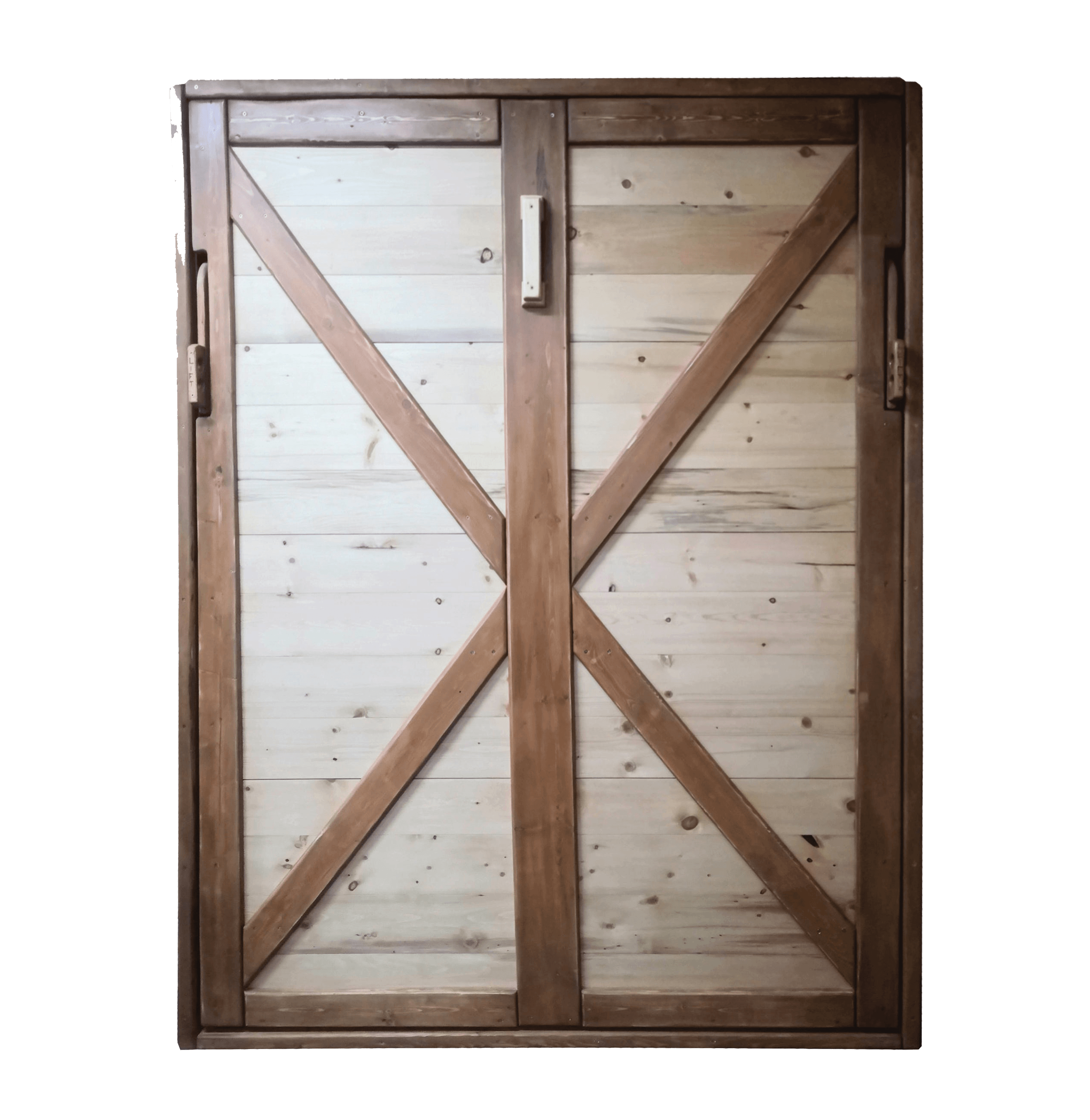 Double Murphy Bed - Natural Pine & Walnut - Kootenay Murphy Beds