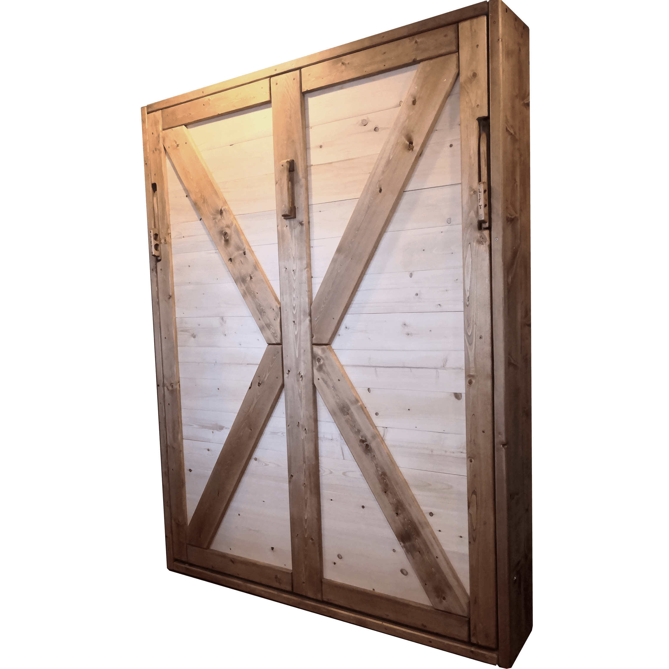 Double Murphy Bed - Natural Pine & Walnut - Kootenay Murphy Beds