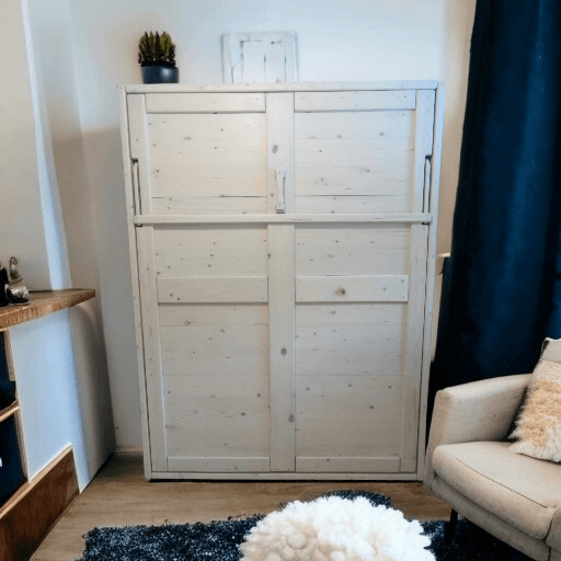 Double Murphy Bed - White Wash - Kootenay Murphy Beds
