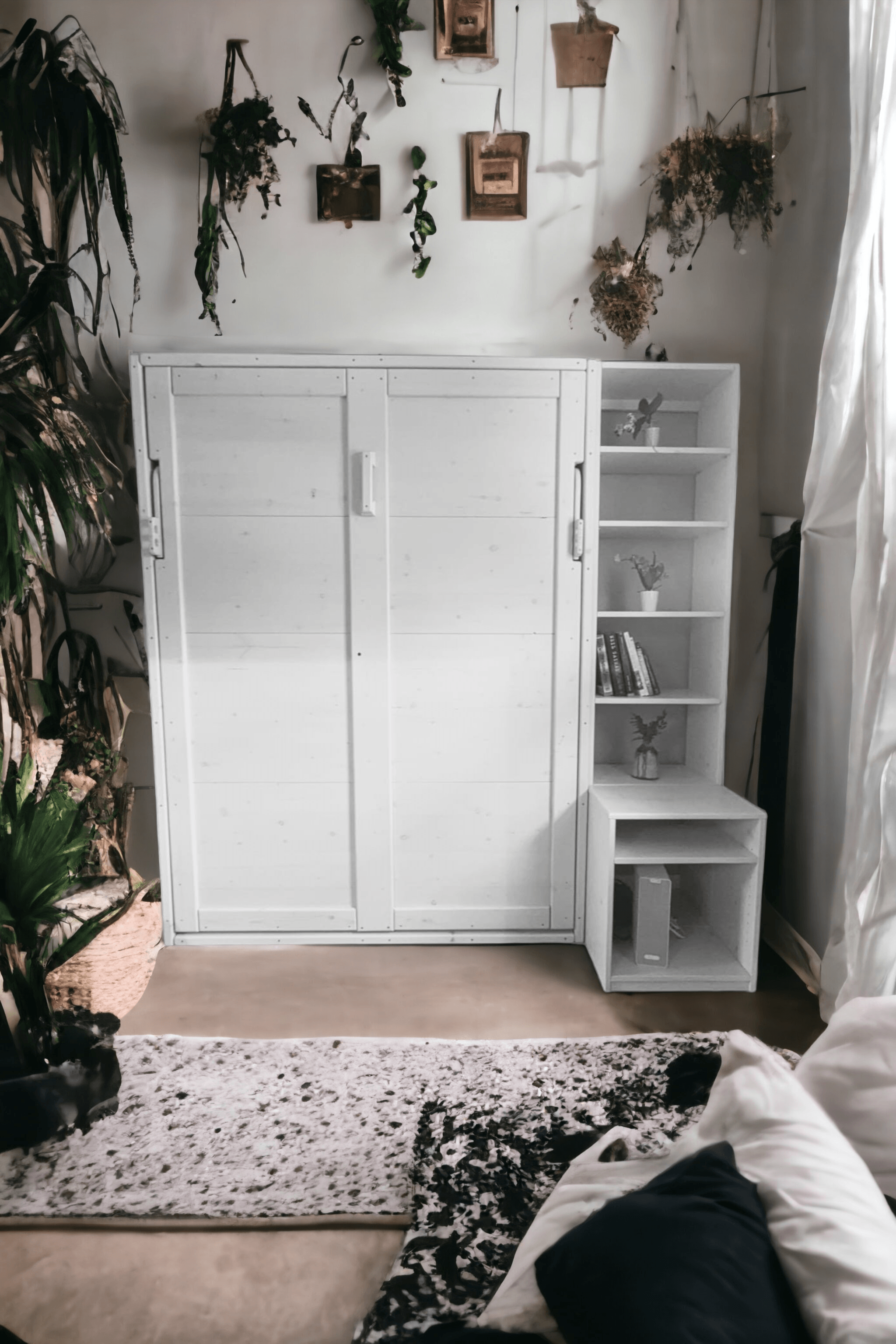 Double Murphy Bed - White Wash - Kootenay Murphy Beds