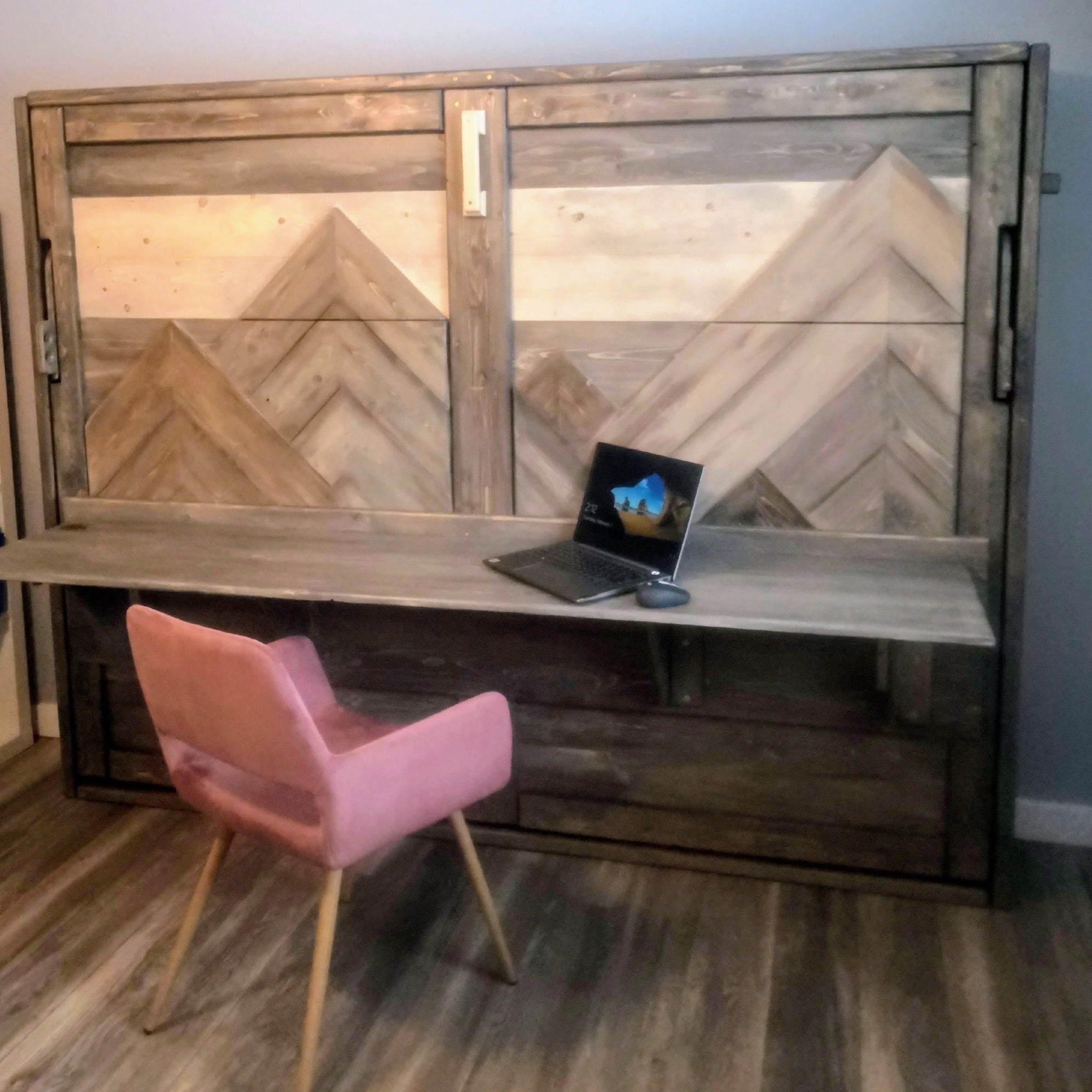 Horizontal Murphy Bed with Desk - Custom Mountain