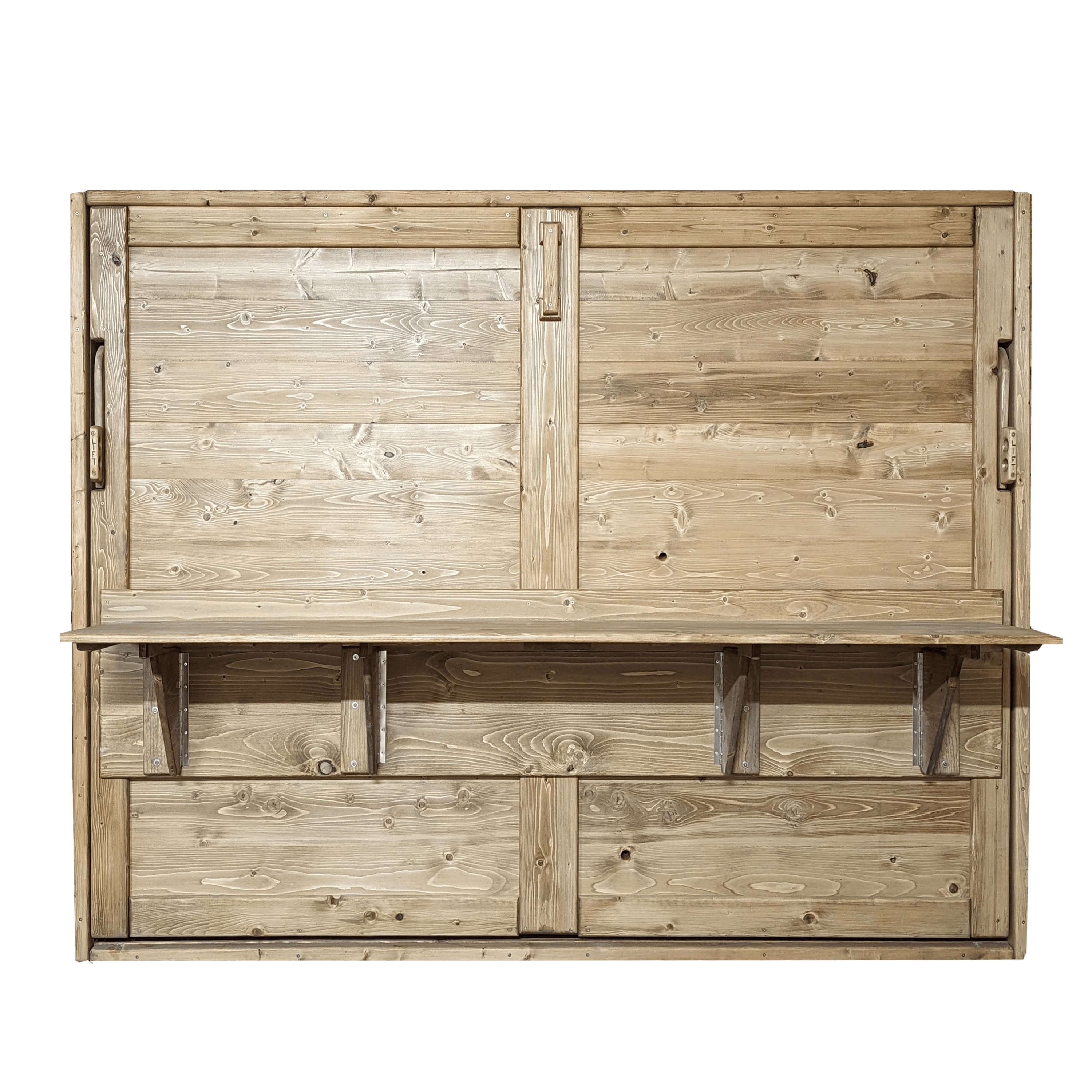 Horizontal Murphy Bed with Desk - Golden Oak