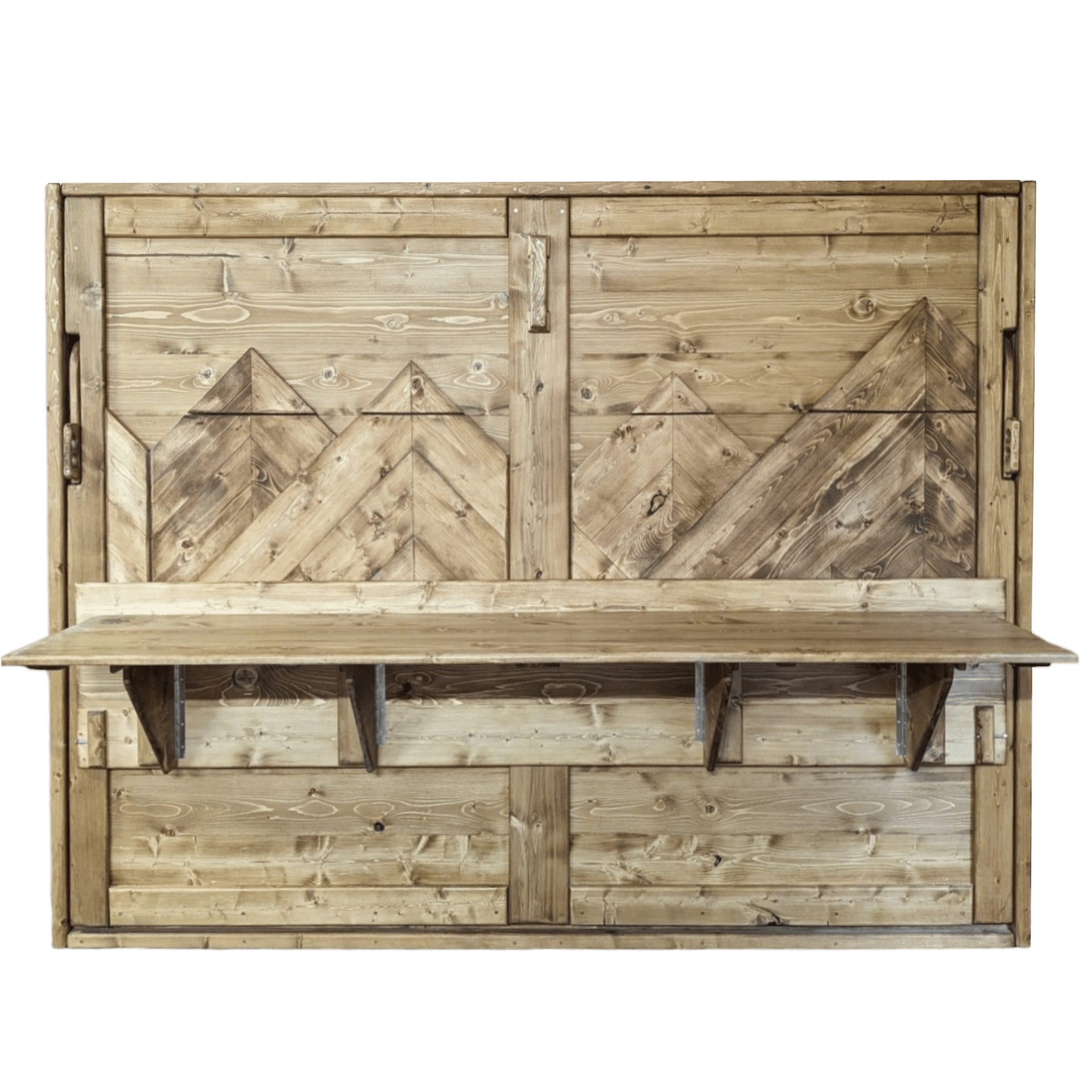 Horizontal Murphy Bed with Desk - Mountain Oak - Kootenay Murphy Beds