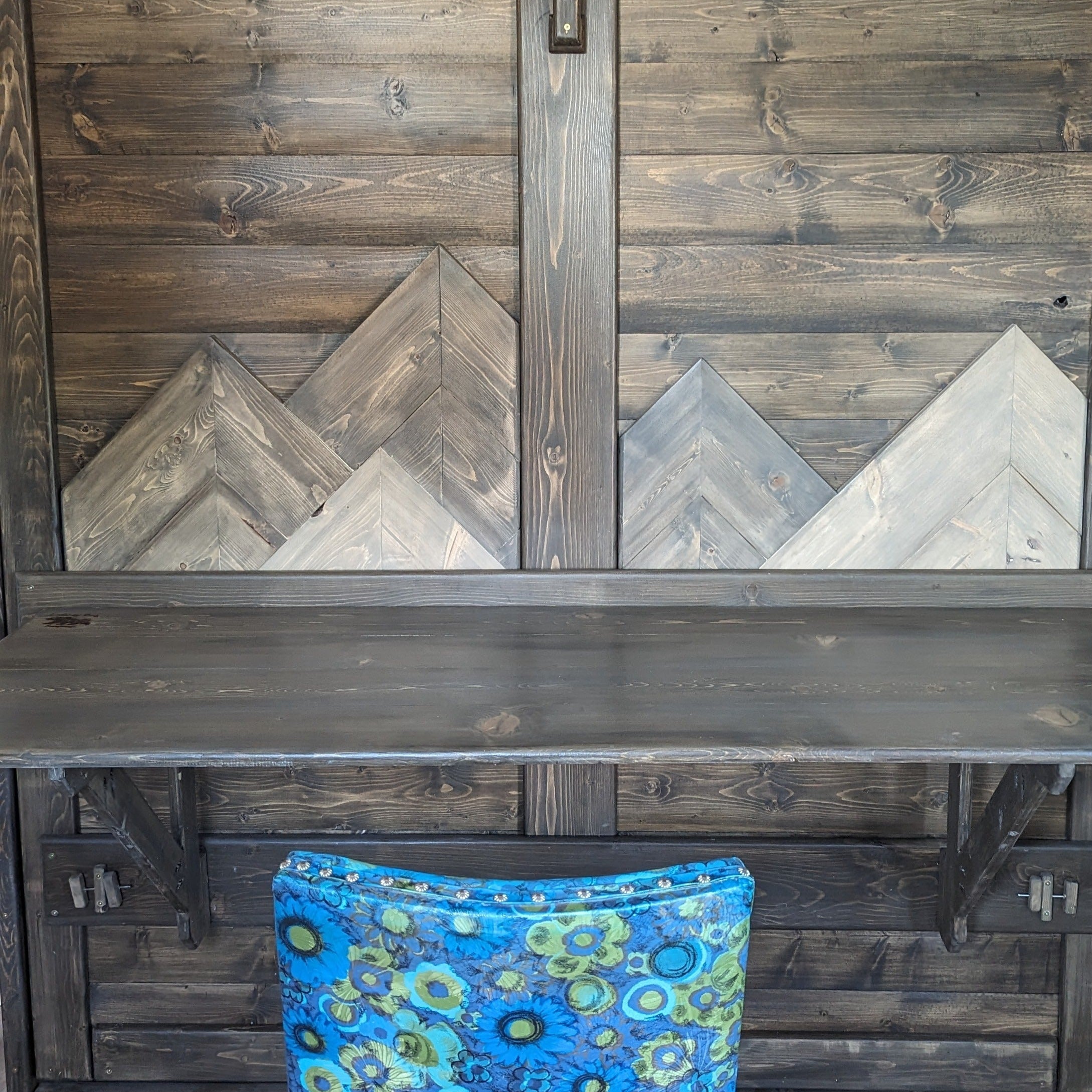 Murphy Bed With Desk - Grey Mountains - Kootenay Murphy Beds