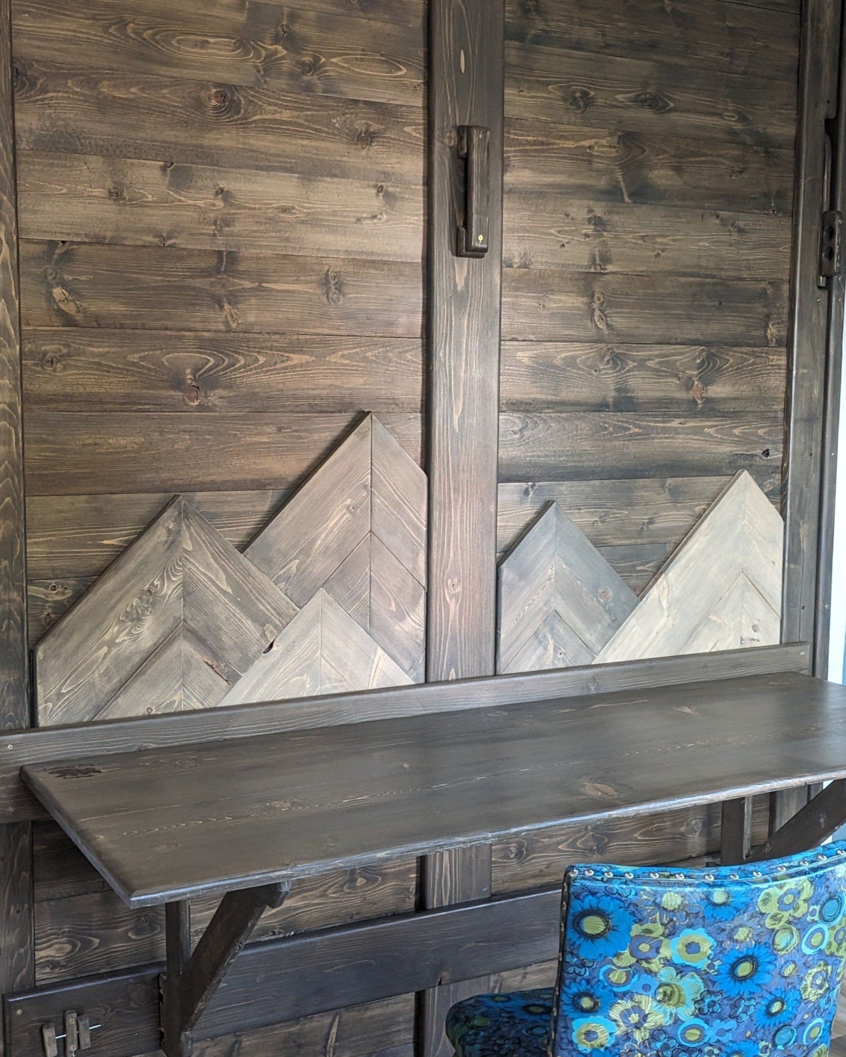 Murphy Bed With Desk - Grey Mountains - Kootenay Murphy Beds