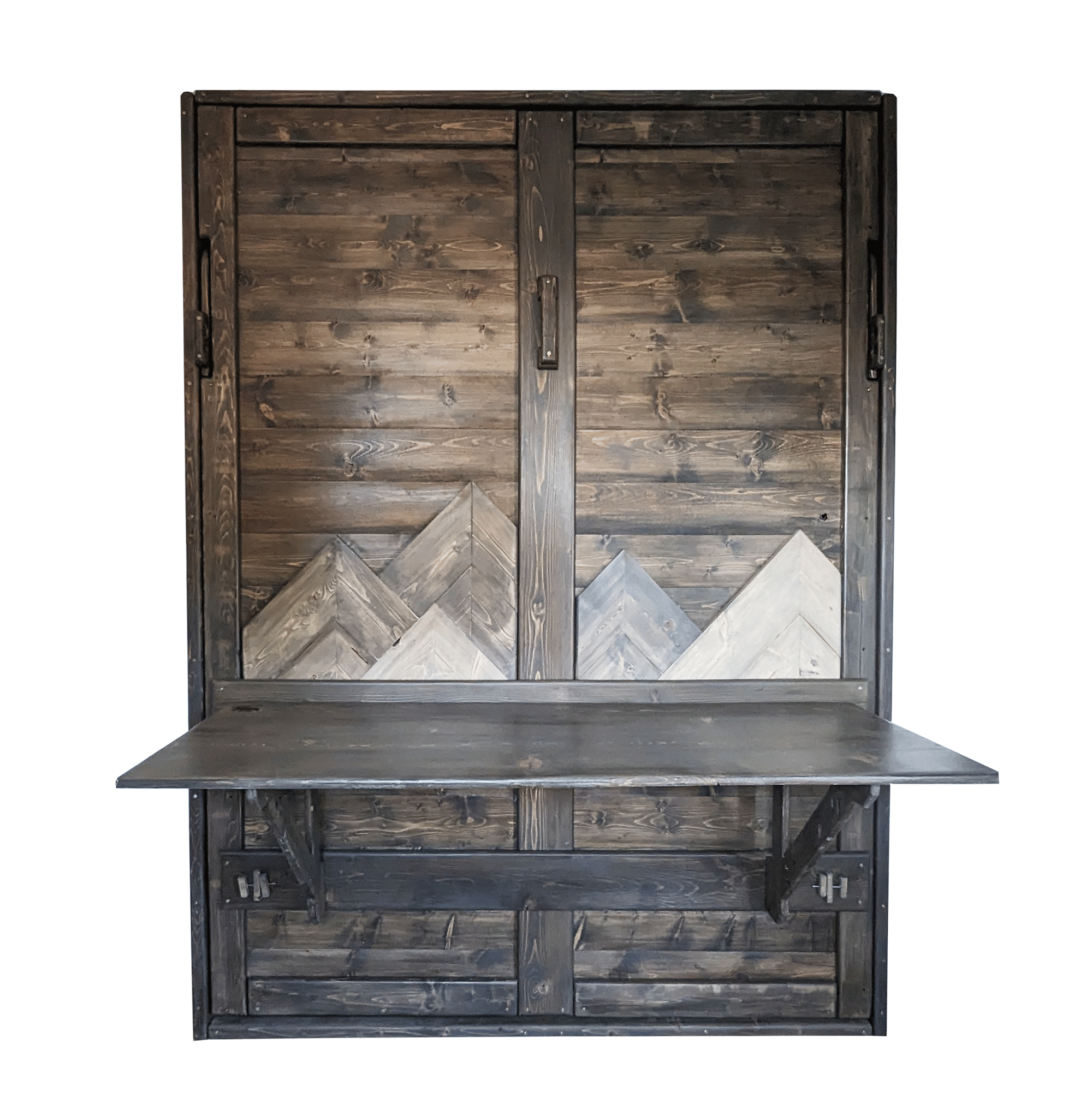 Murphy Bed With Desk - Grey Mountains - Kootenay Murphy Beds