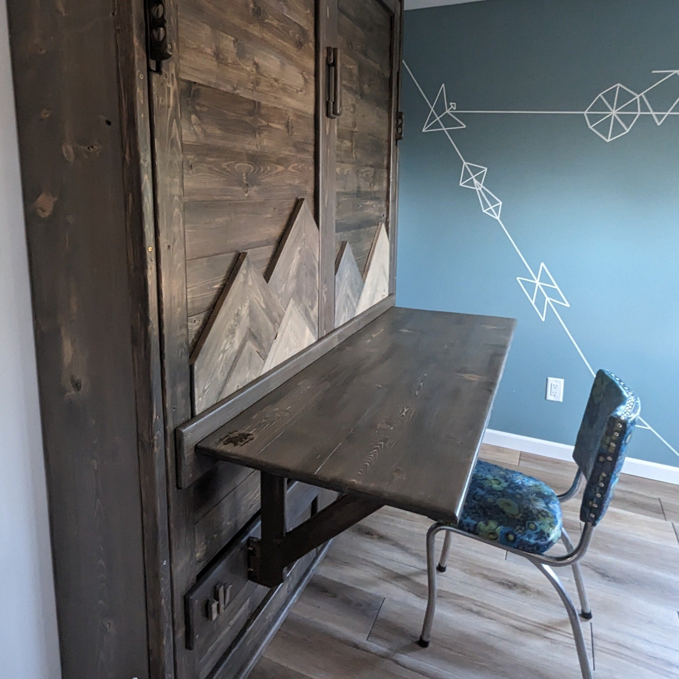 Murphy Bed With Desk - Grey Mountains - Kootenay Murphy Beds