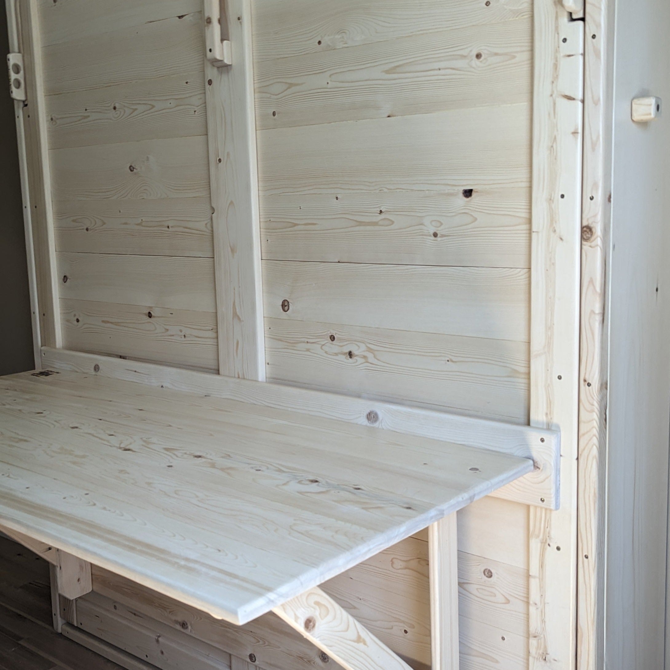 Murphy Bed With Desk - Natural Pine - Kootenay Murphy Beds
