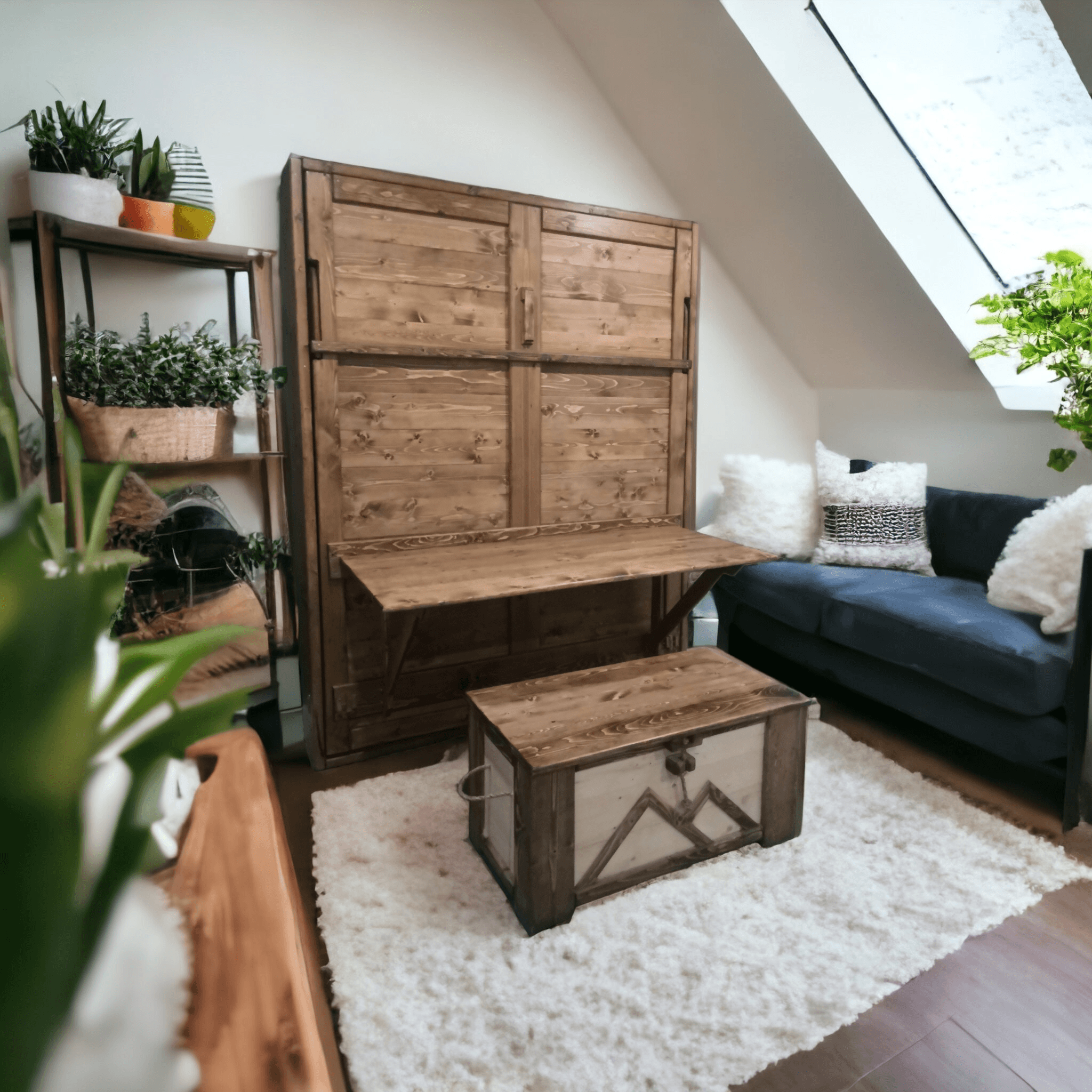 Murphy Bed With Desk - Walnut - Kootenay Murphy Beds